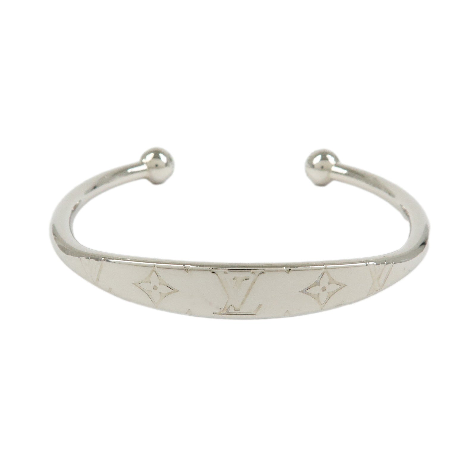 Louis Vuitton Monogram Metal Jonc Bracelet Bangle Silver M64839