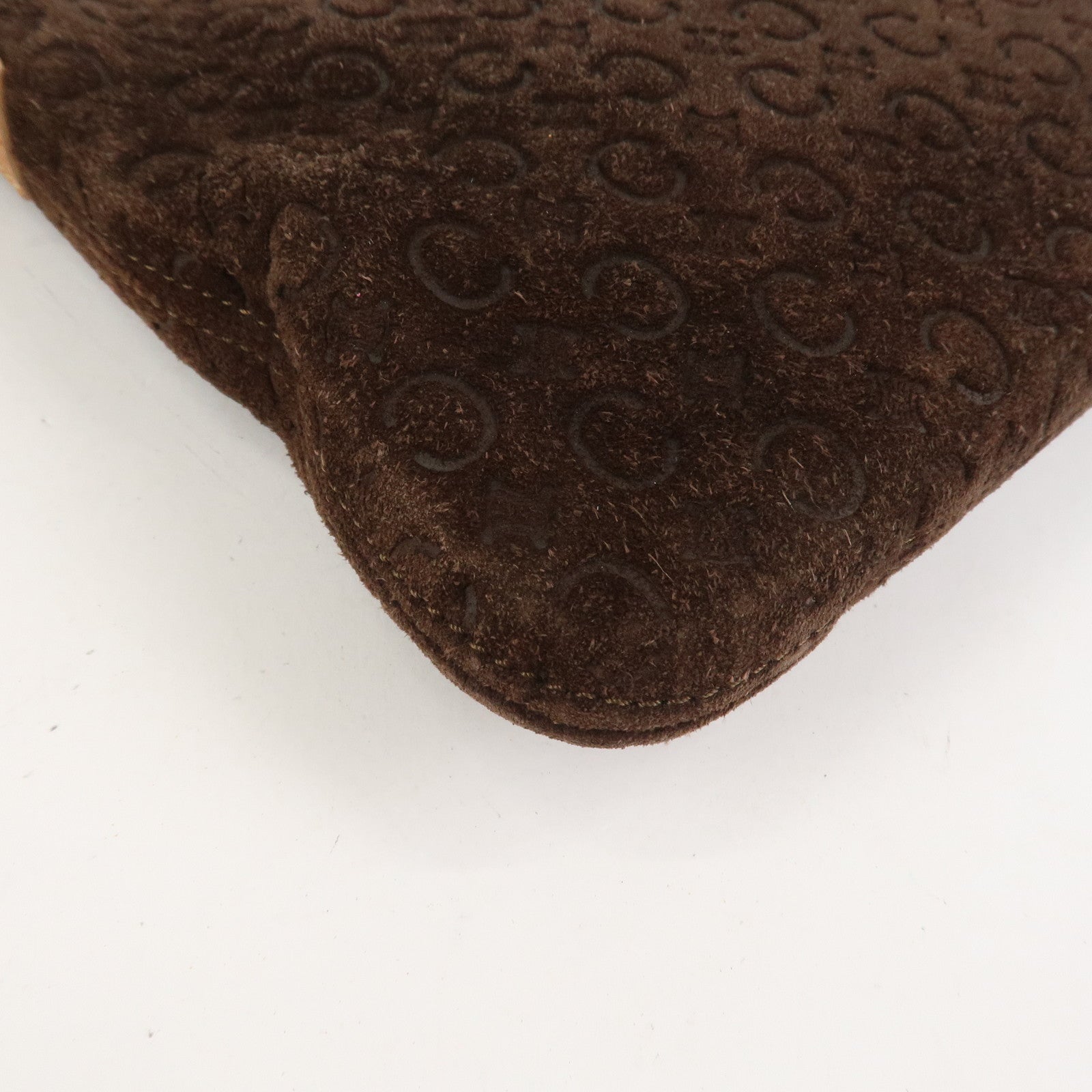 CELINE C Macadam Suede Leather Shoulder Bag Brown