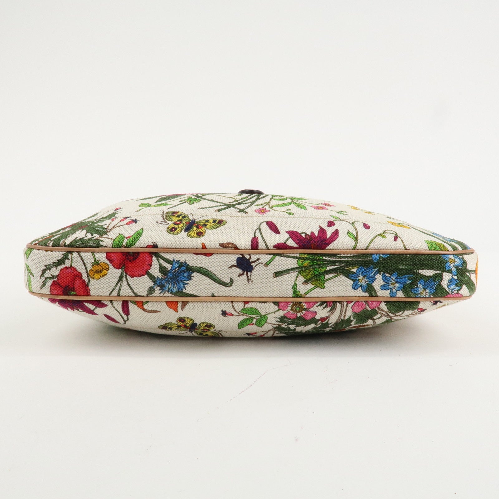 GUCCI New Jackie Flora Canvas Leather Shoulder Bag Multicolor Used