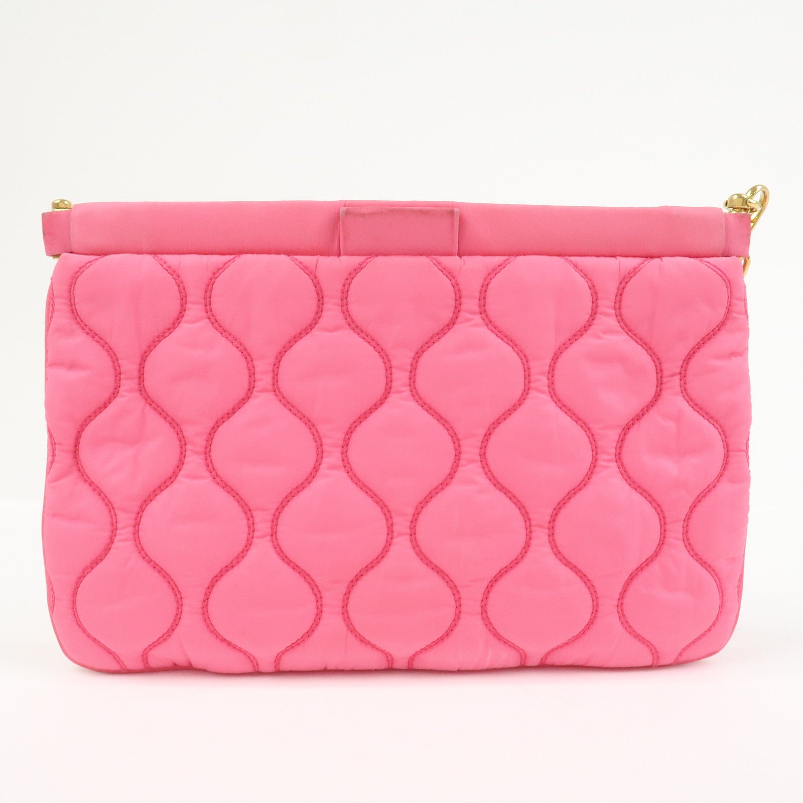 MIU MIU Nylon Clutch Bag Wristlet Bag Pink 5N1851