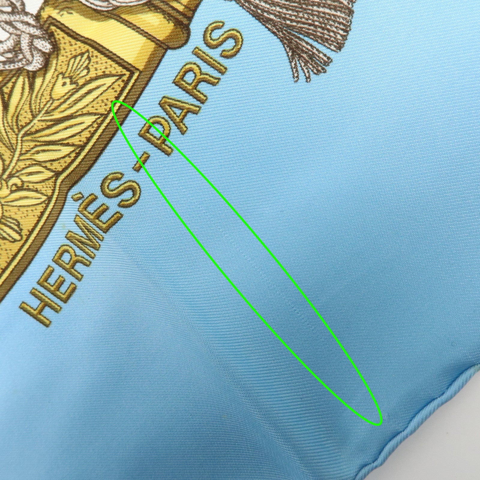HERMES Carre 90 Silk 100% Scarf GRANDUNIFORM Light Blue Gold