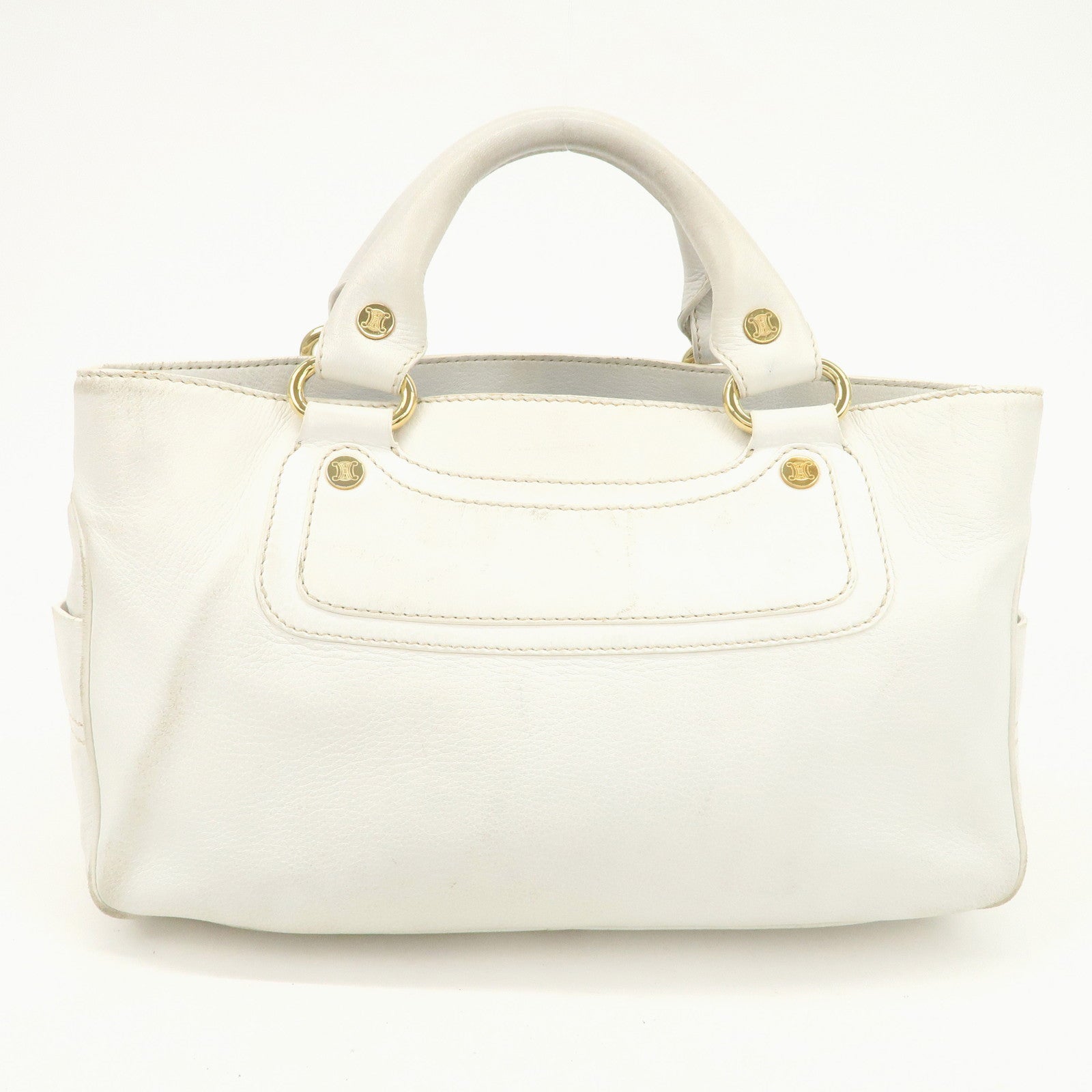 CELINE Leather Boogie Bag Hand Bag Tote Bag  Ivory