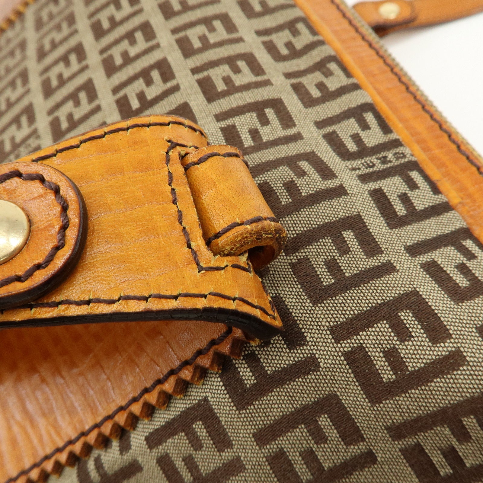 FENDI Zucchino Canvas Shoulder Bag Shoulder Bag Brown 8BN161