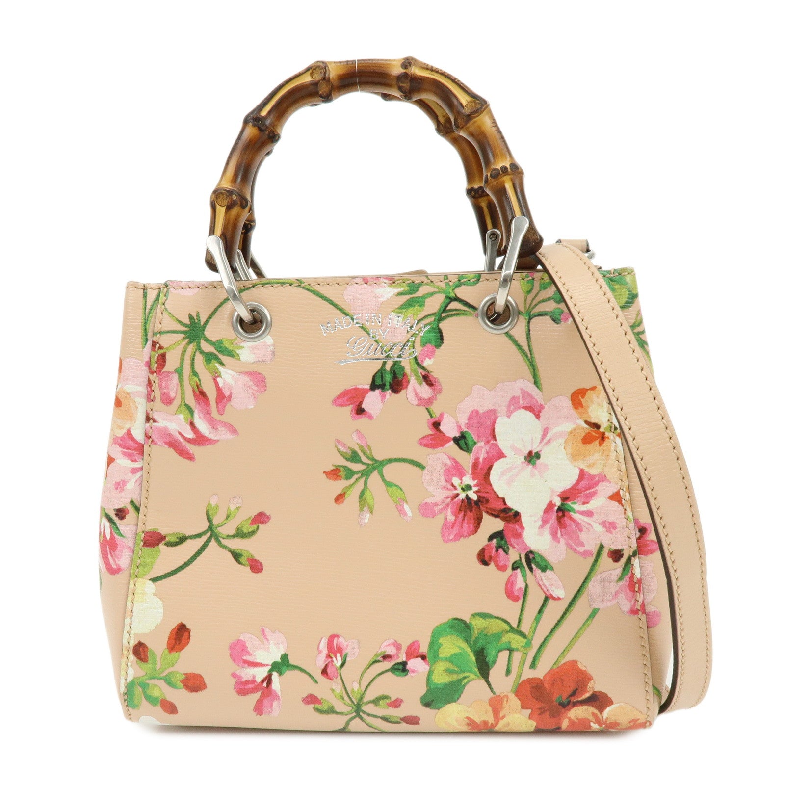GUCCI Bamboo Blooms Mini Shopper 2Way Hand Shoulder Bag Pink 368823