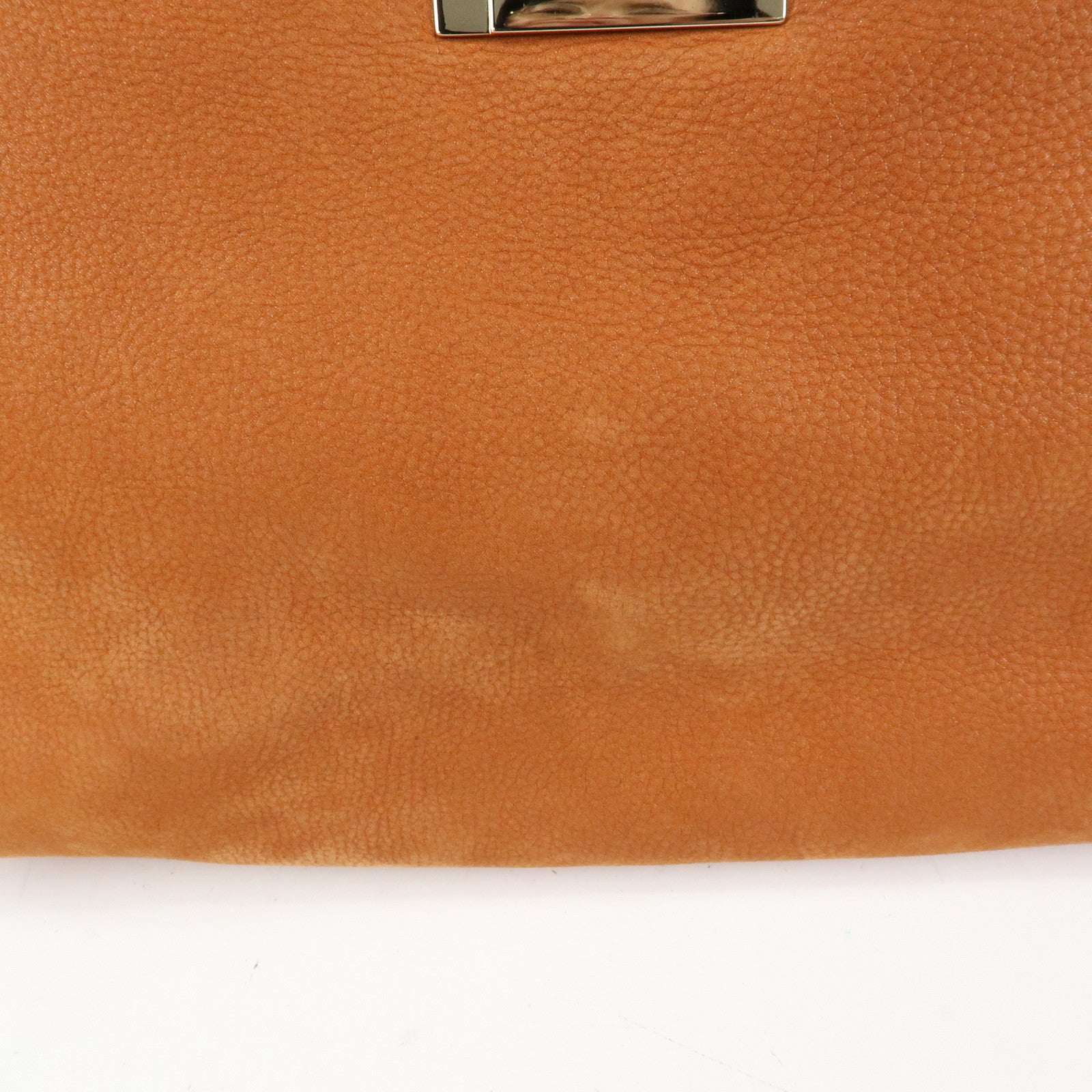 FENDI Leather LAMPO Tote Bag Shoulder Bag Camel Brown 8BR636