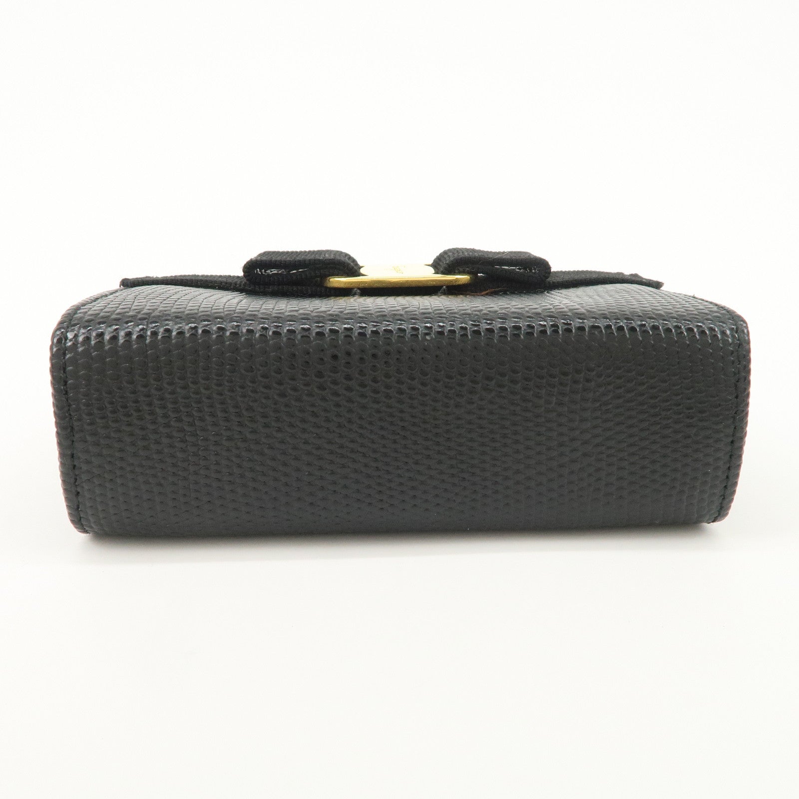Ferragamo Vara Ribbon Leather Pouch Black