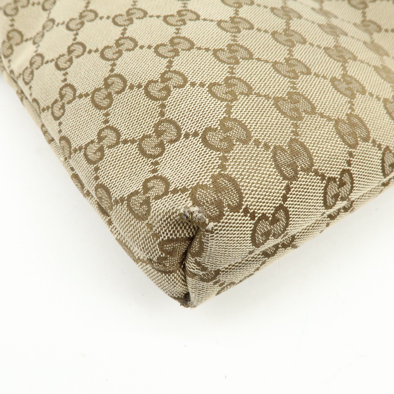 GUCCI GG Canvas Leather Shoulder Crossbody Bag Beige White 388924