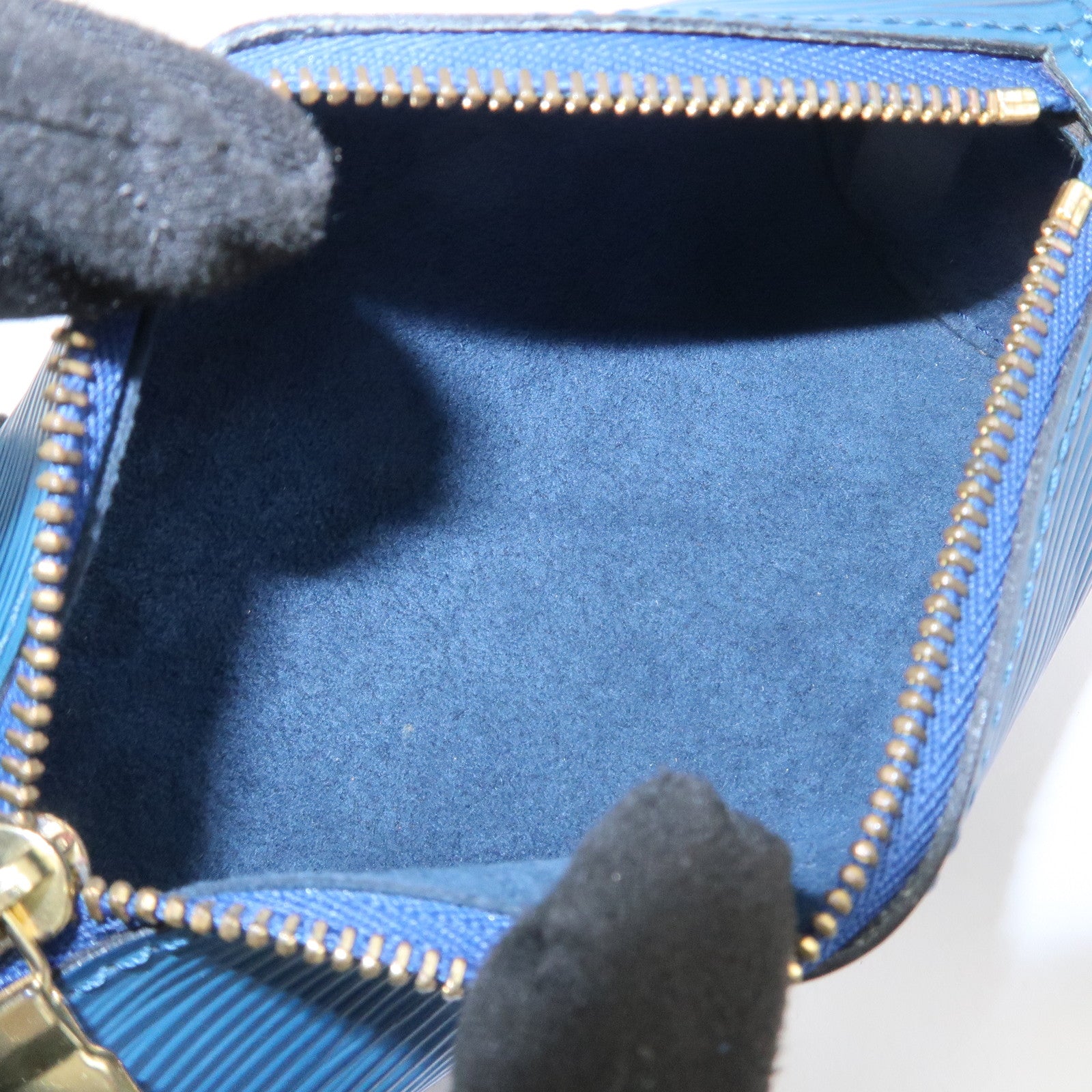 Louis Vuitton Epi Set of 3 Leather Soufflot Pouch Blue Kenya Brown