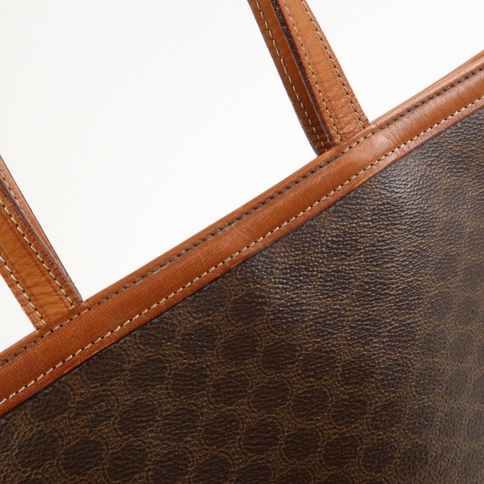CELINE Macadam PVC Canvas Leather Tote Bag Shoulder Bag Brown