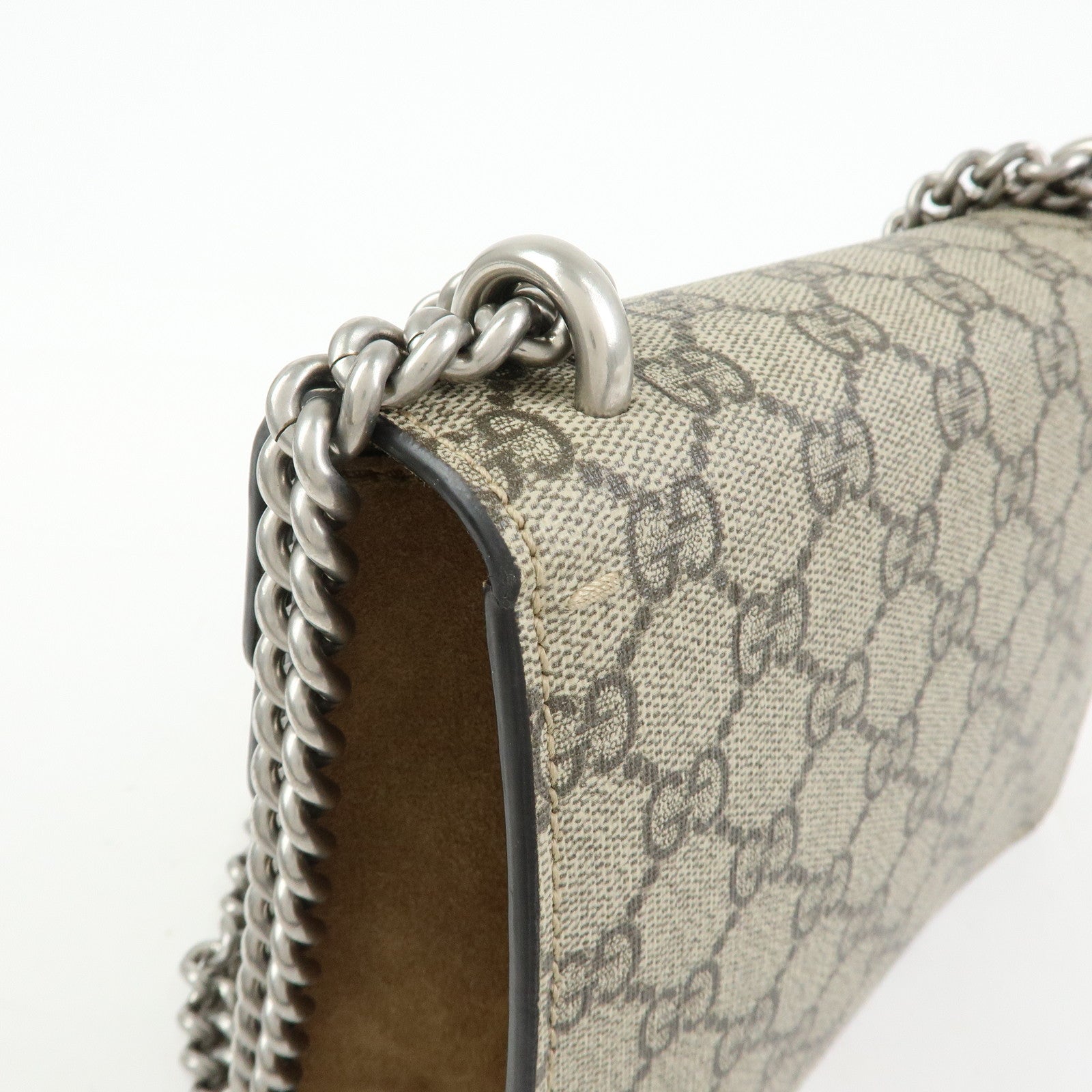 GUCCI Dionysus GG Supreme Suede Shoulder Bag Beige Brown 421970