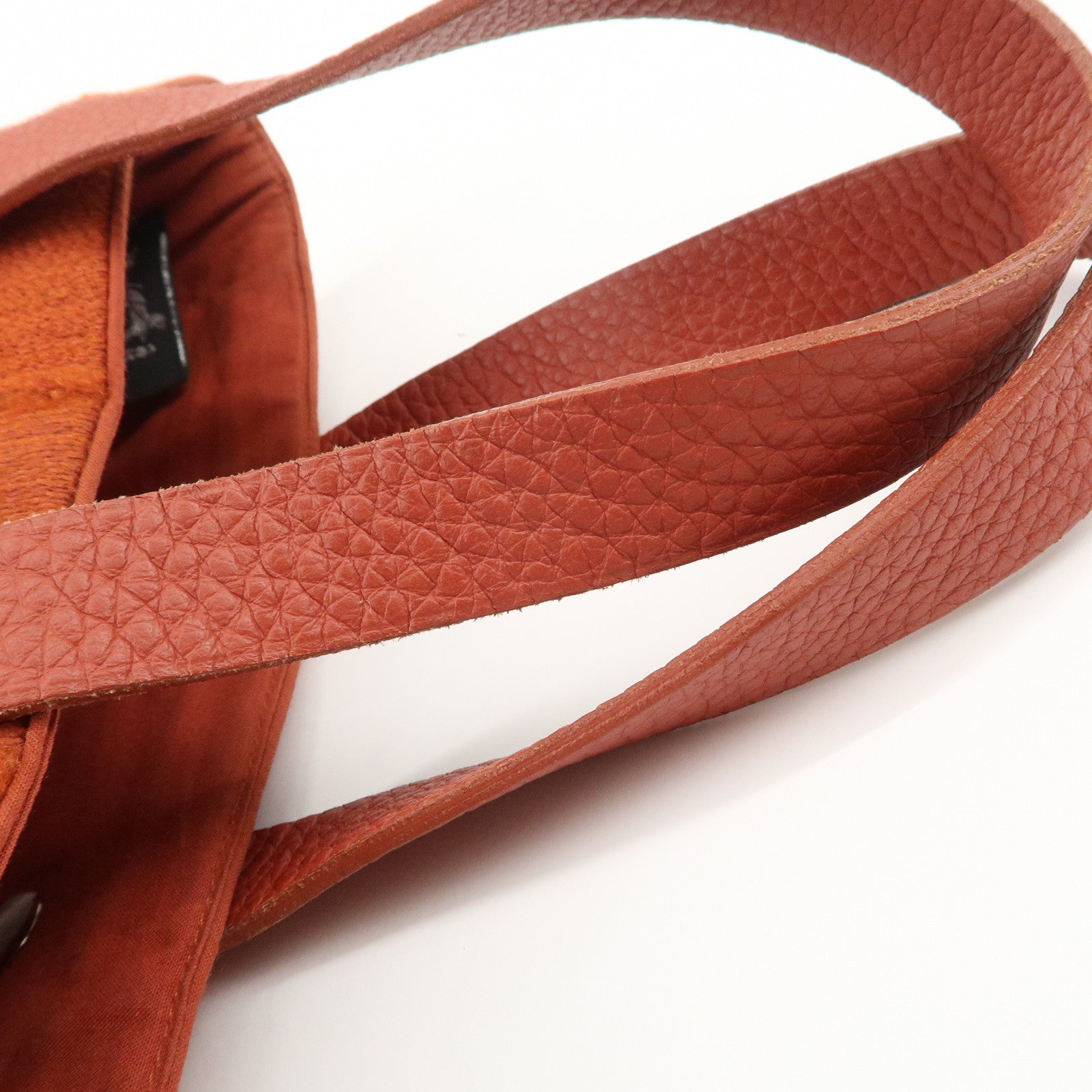 HERMES Amedaba PM Wool Canvas Leather Mini Tote Hand Bag Orange