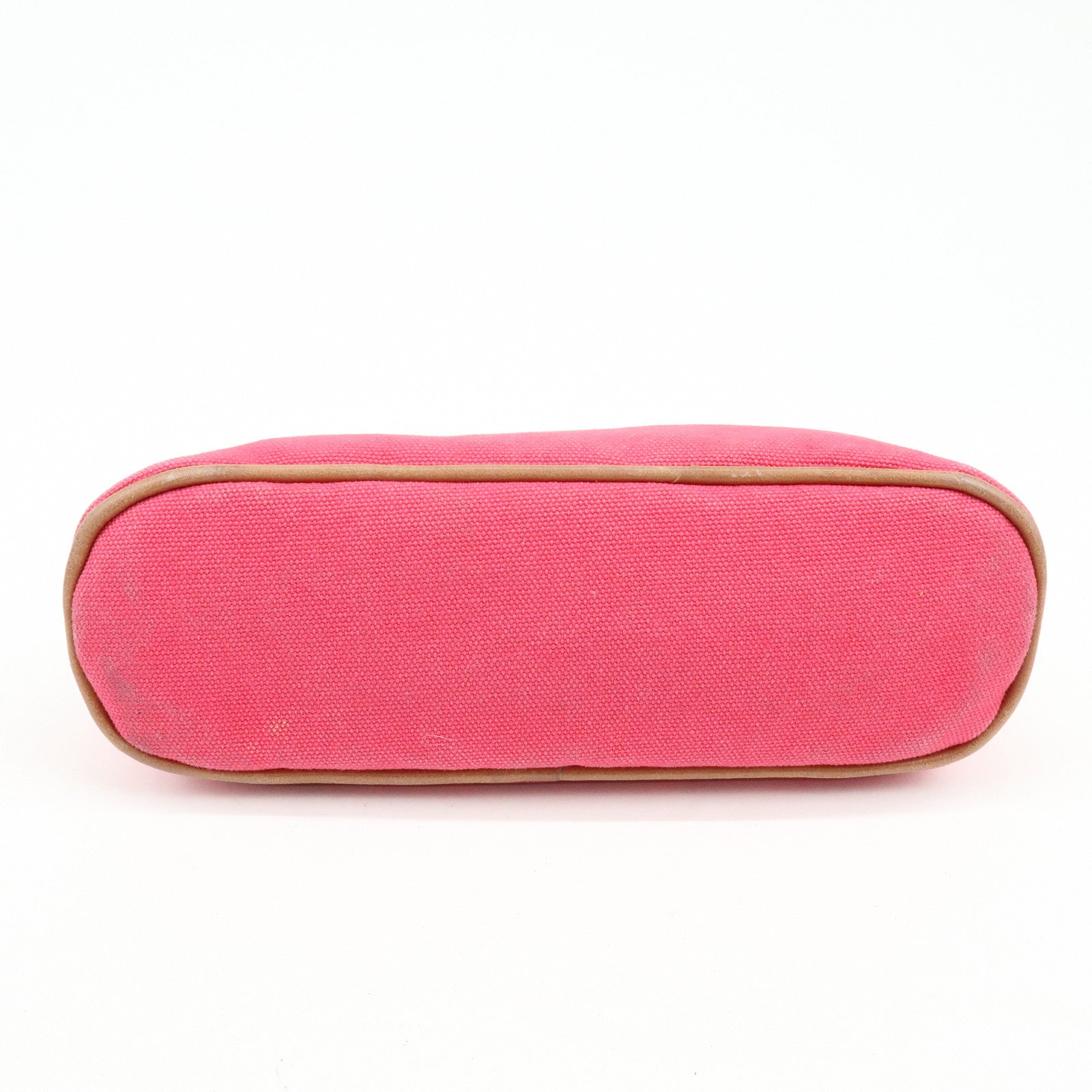 HERMES Bolide Set of 2 Cotton Leather Pouch Cosmetic Case Navy Pink