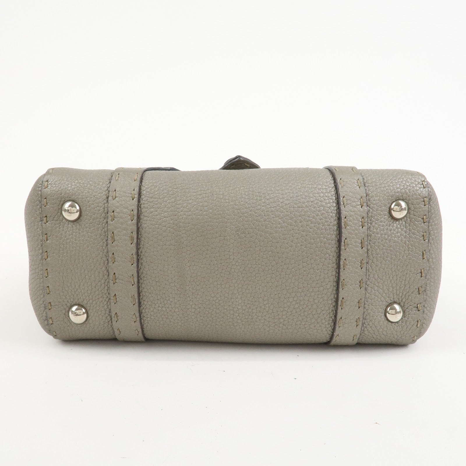 FENDI Seleria Leather Mini Linda Hand Bag Gray 8BR486