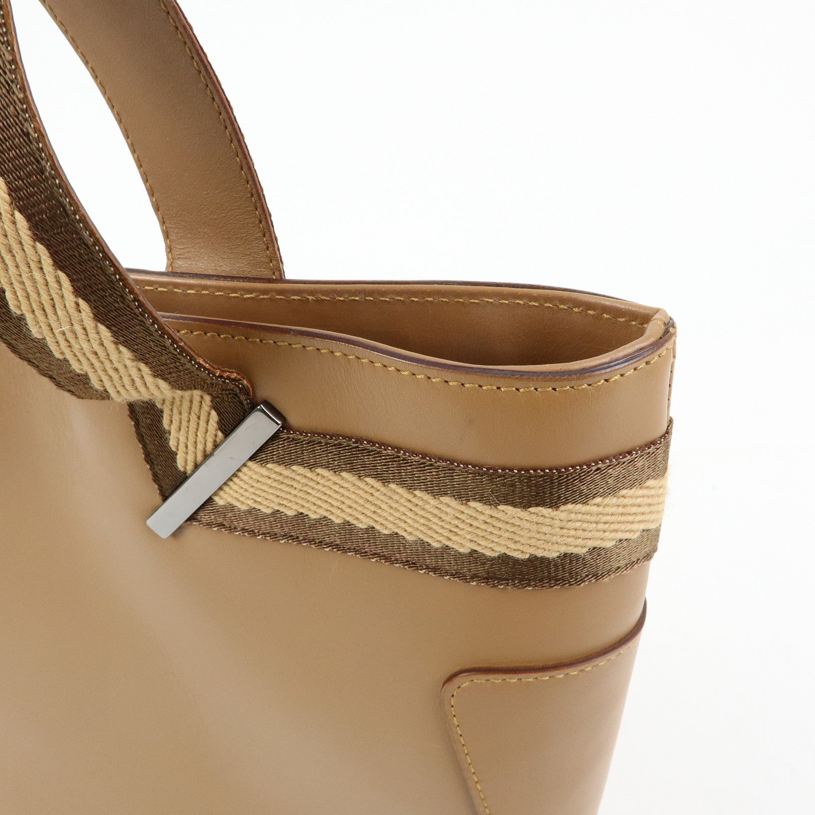 GUCCI Sherry Leather Tote Bag Shoulder Bag Beige 002.1135