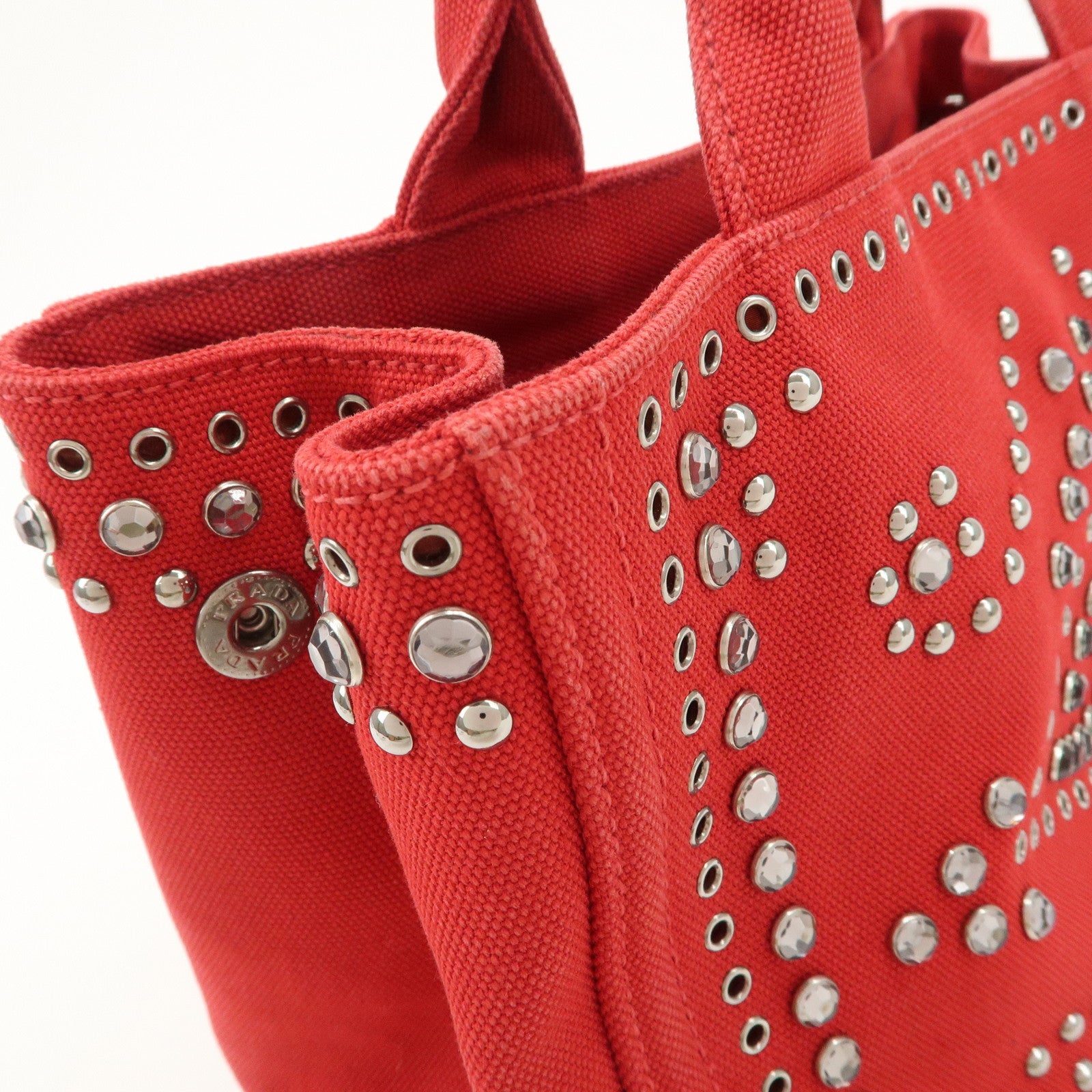 PRADA Canapa Mini Canvas Hand Bag Castilian Red BN2439