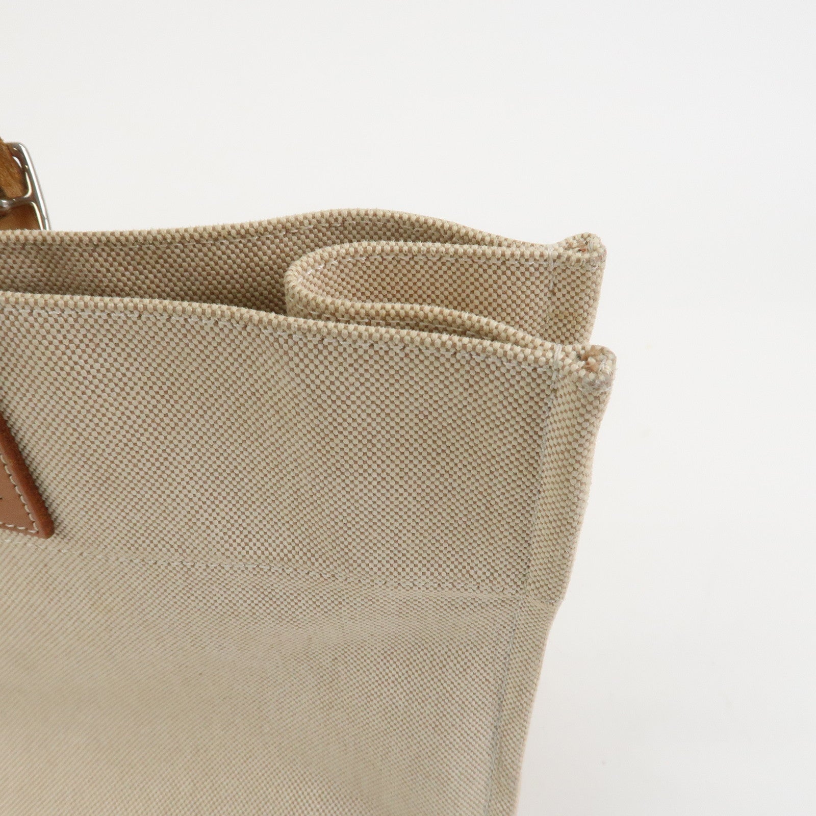 HERMES Etriviere Elan Toile H Leather Tote Bag Natural Brown