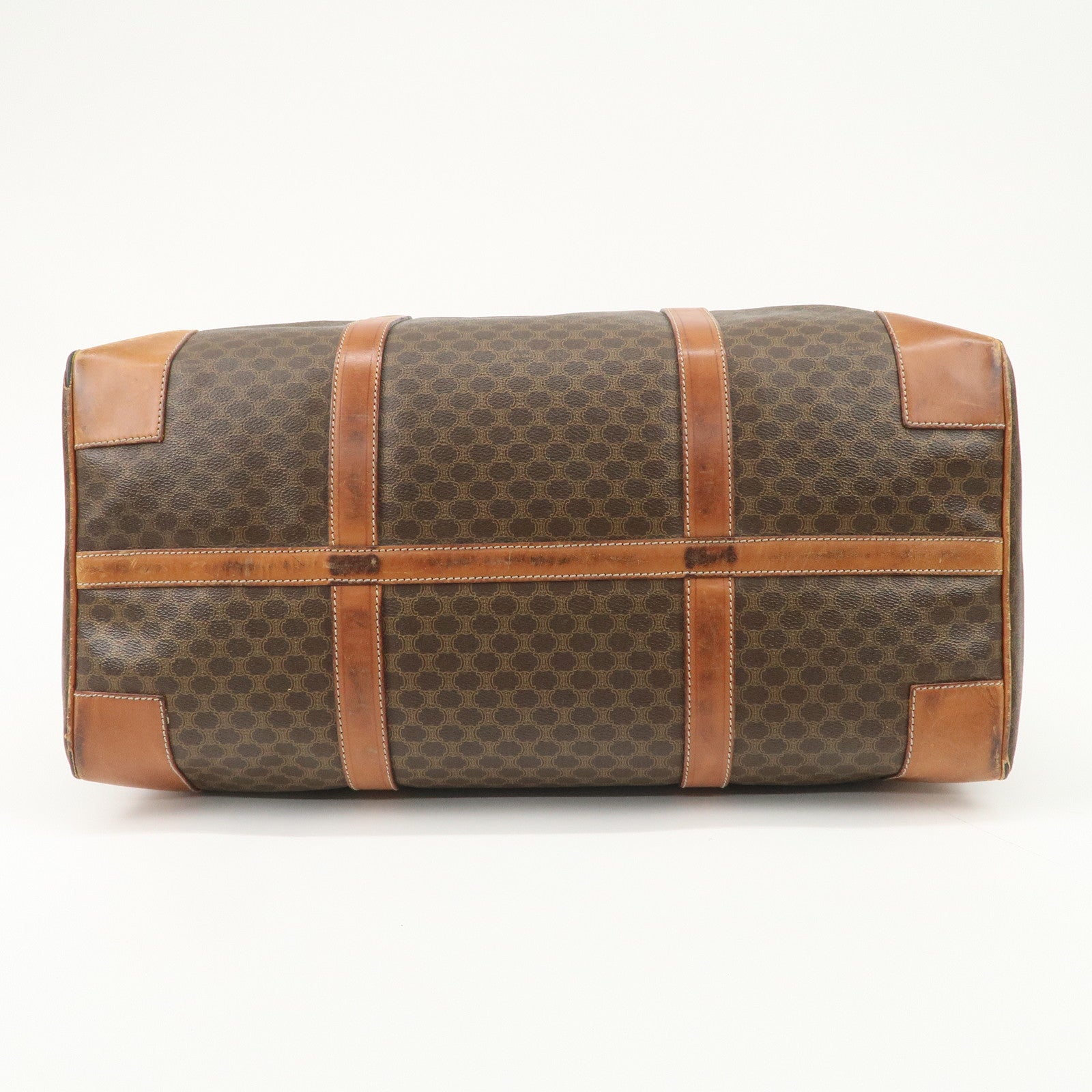 CELINE Macadam PVC Leather Boston Bag Travel Bag Brown