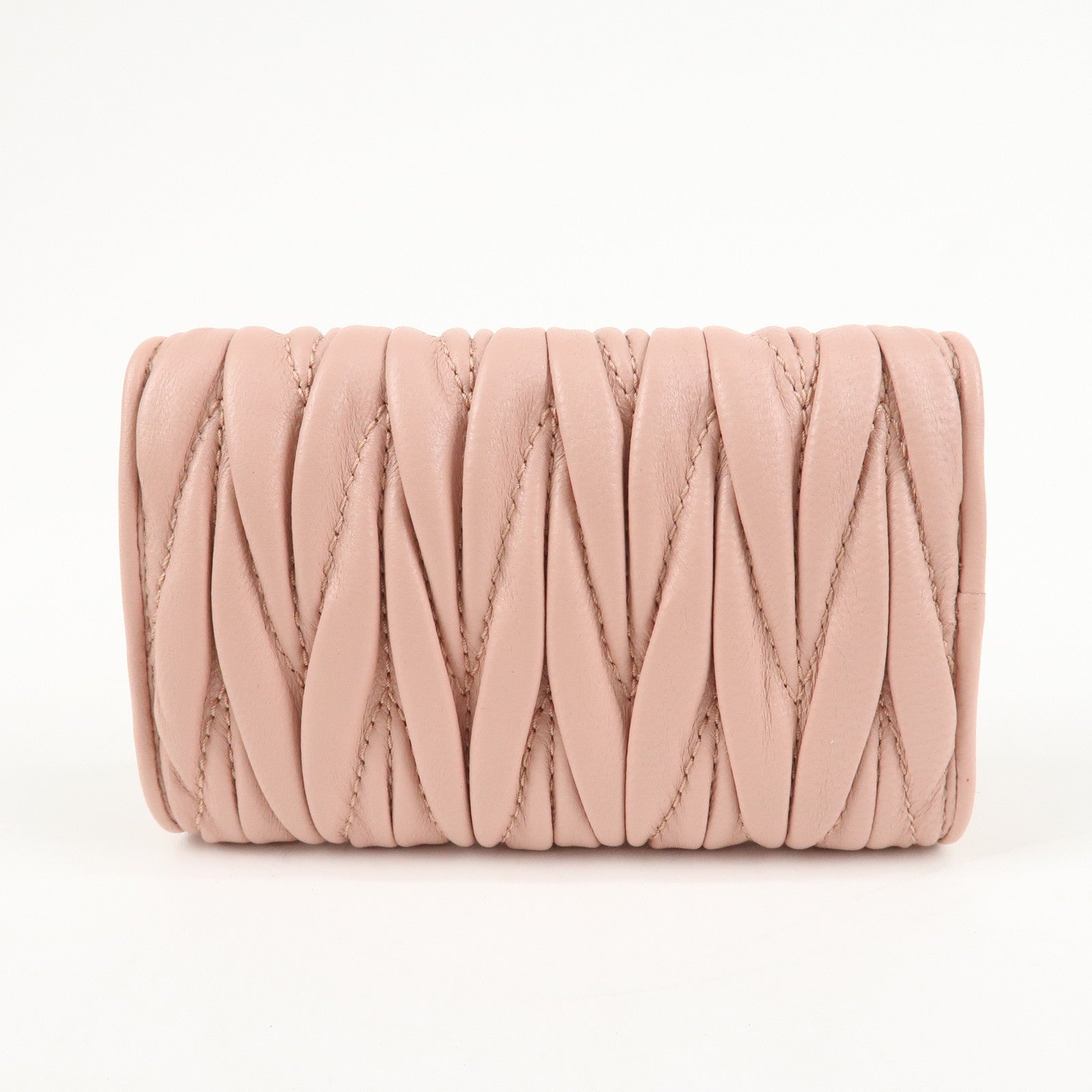 MIU MIU Matelasse Leather Key Case 6 Key Rings Pink 5PG222 Used