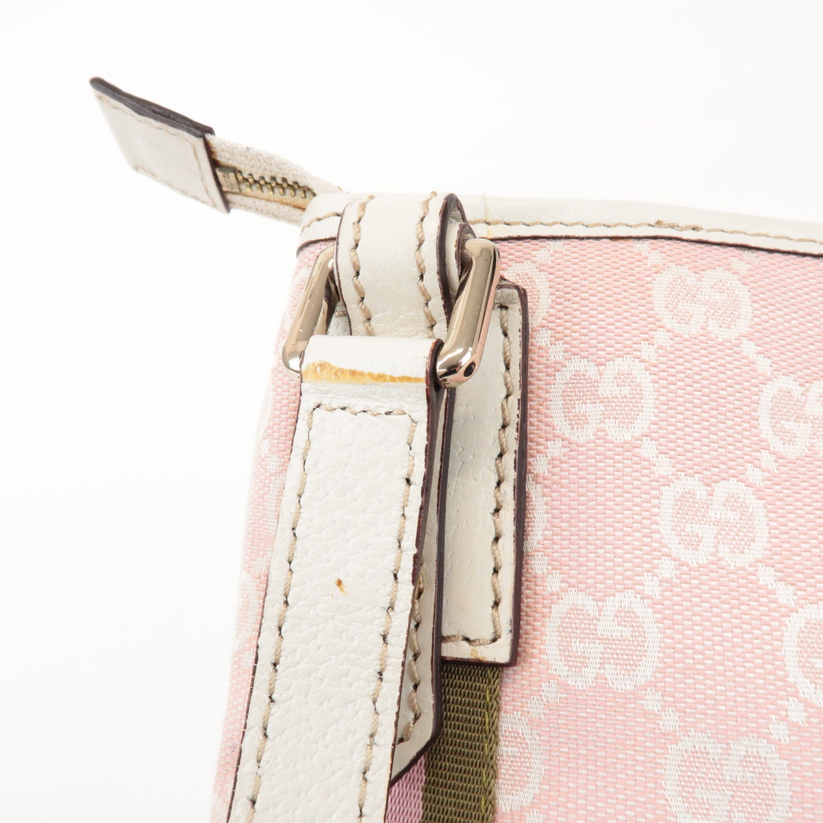 GUCCI Sherry GG Canvas Leather Shoulder Bag Pink 144388