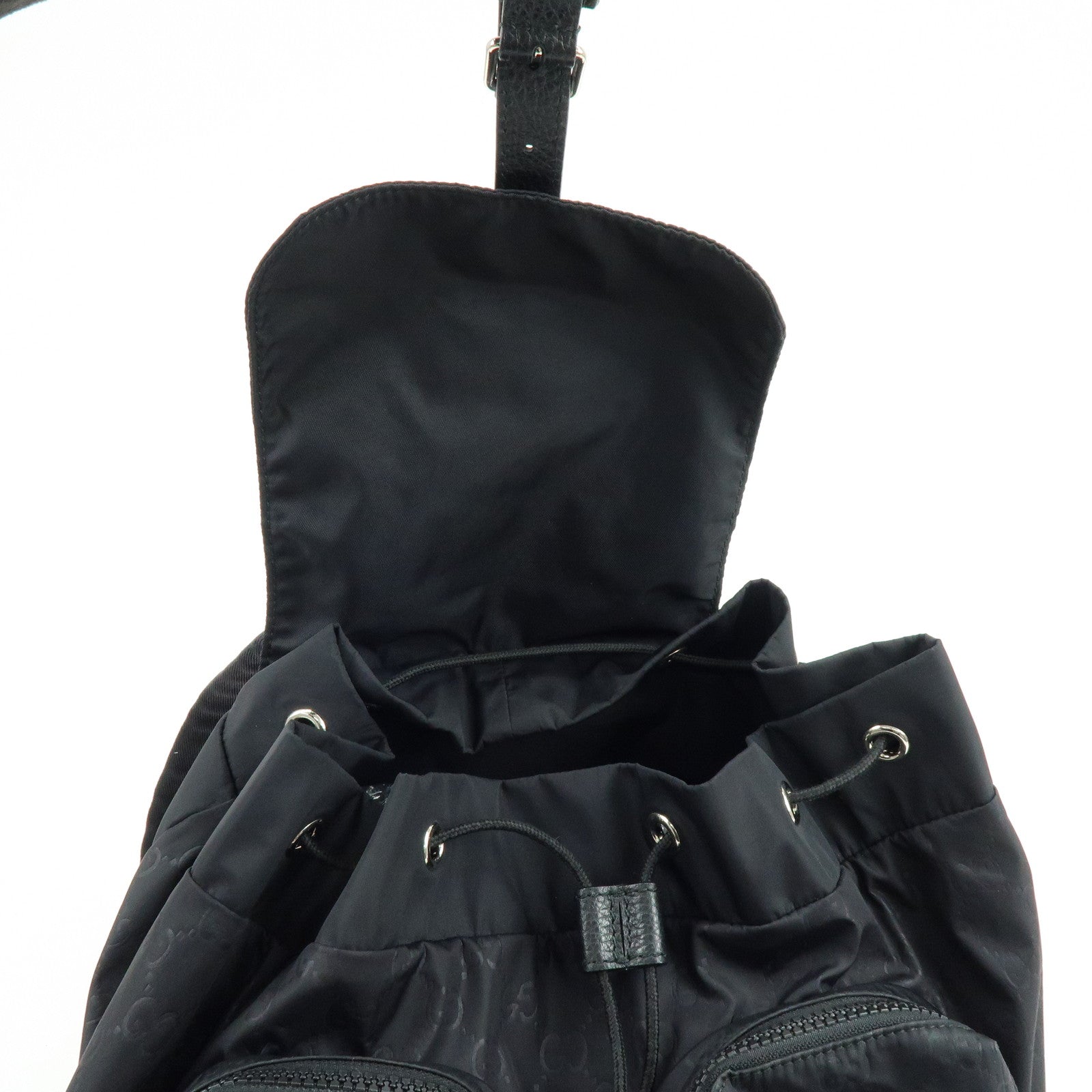 GUCCI GG Nylon Leather Backpack Ruck Sack Black 406361