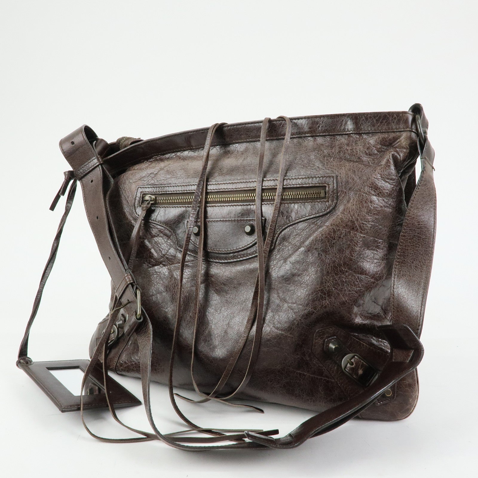 BALENCIAGA The Messenger Leather Shoulder Bag Brown 177289