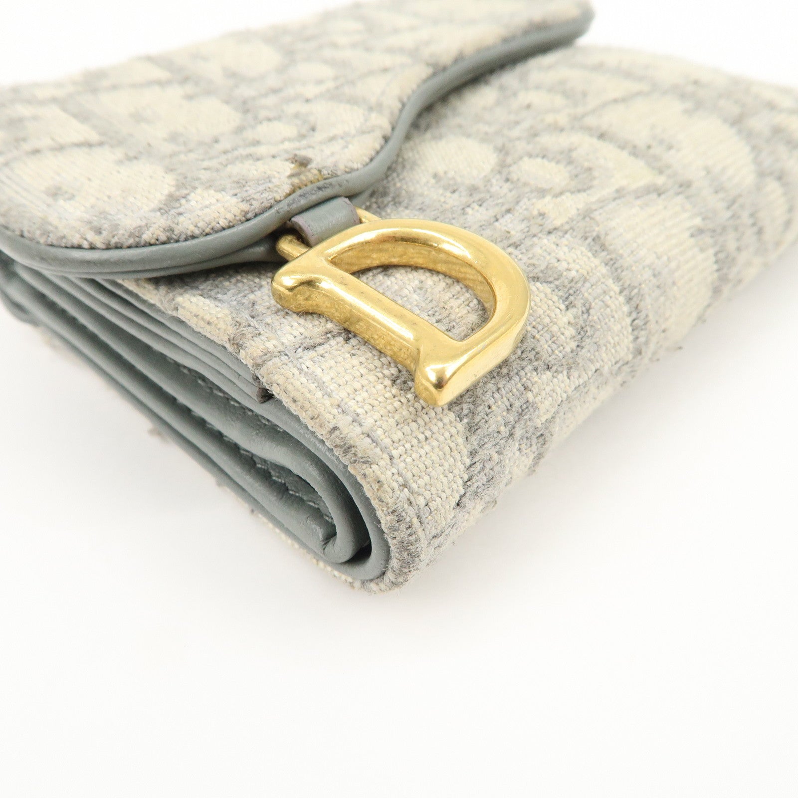 Christian Dior Oblique Jacquard Saddle Lotus Wallet Gray
