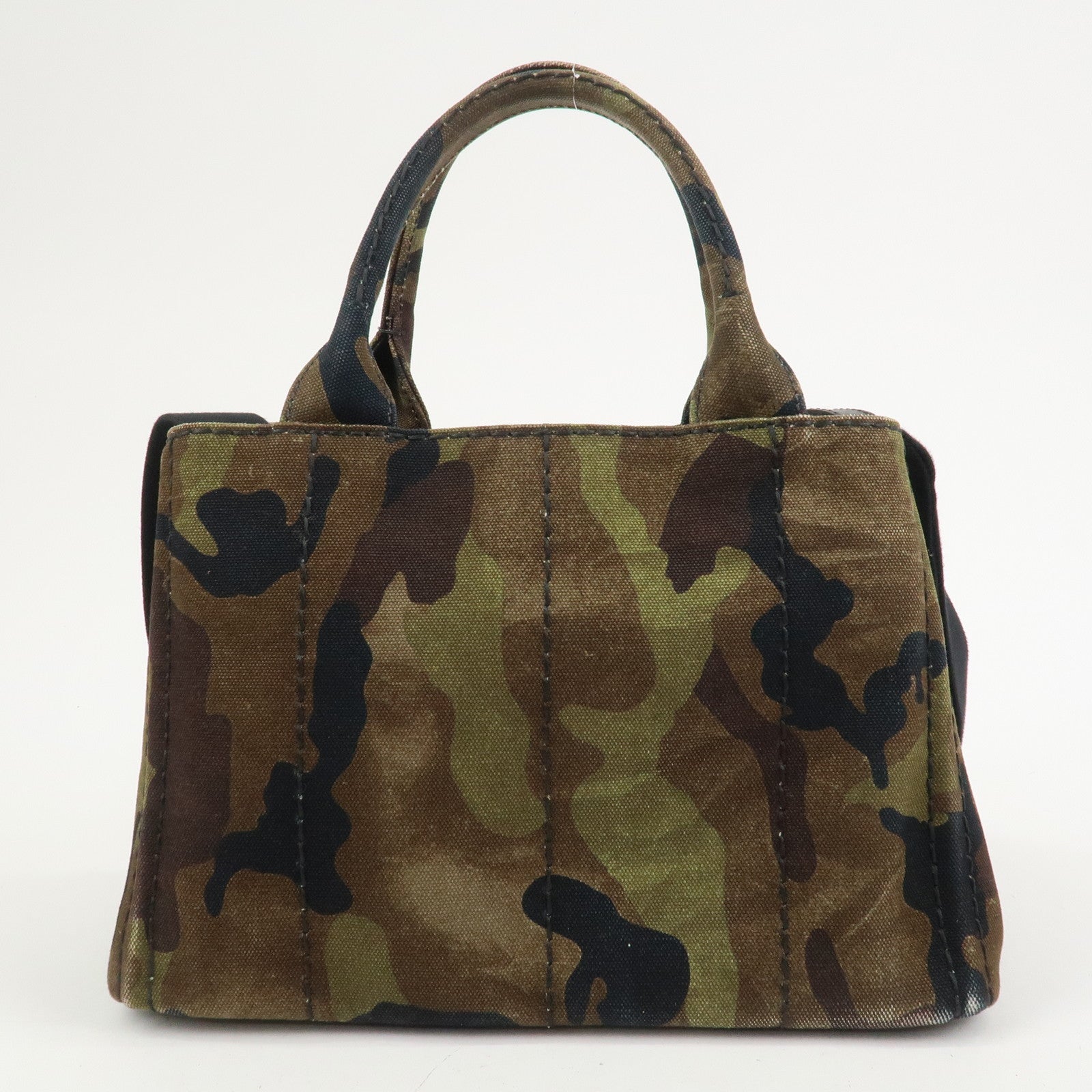 PRADA Logo Canapa Mini Canvas 2Way Bag Hand Bag Brown Green 1BG439