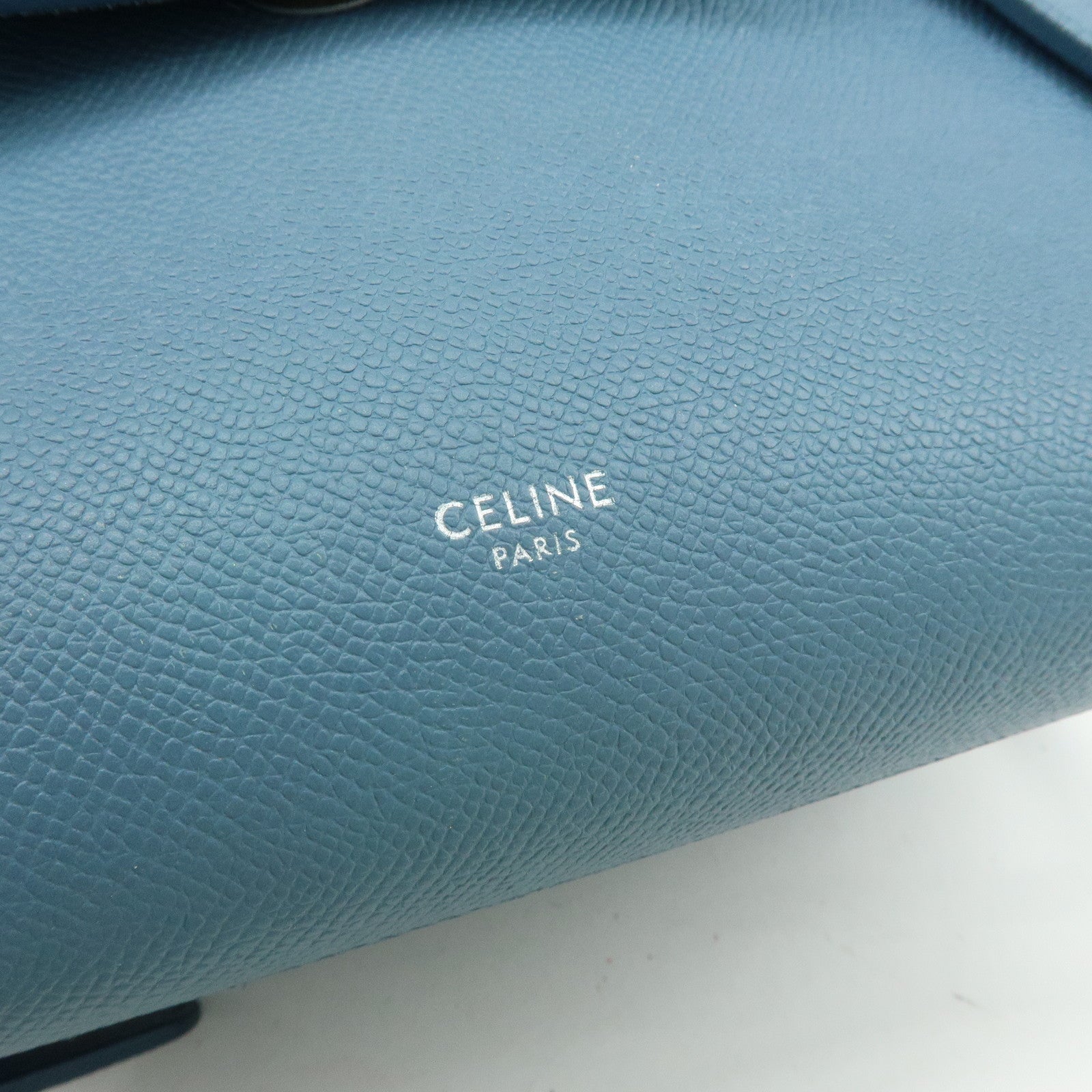 CELINE Belt Bag Leather 2Way Bag Hand Bag Shoulder Bag Blue