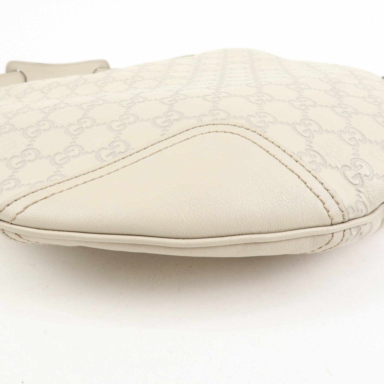 GUCCI Sherry Guccissima Leather Shoulder Bag Hand Bag Ivory 293596