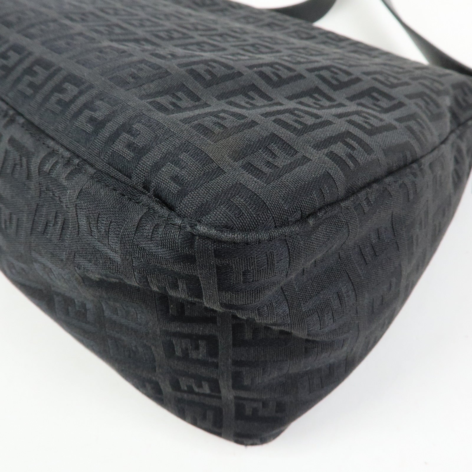 FENDI Zucchino Mamma Baguette Nylon Leather Shoulder Bag 8BR001