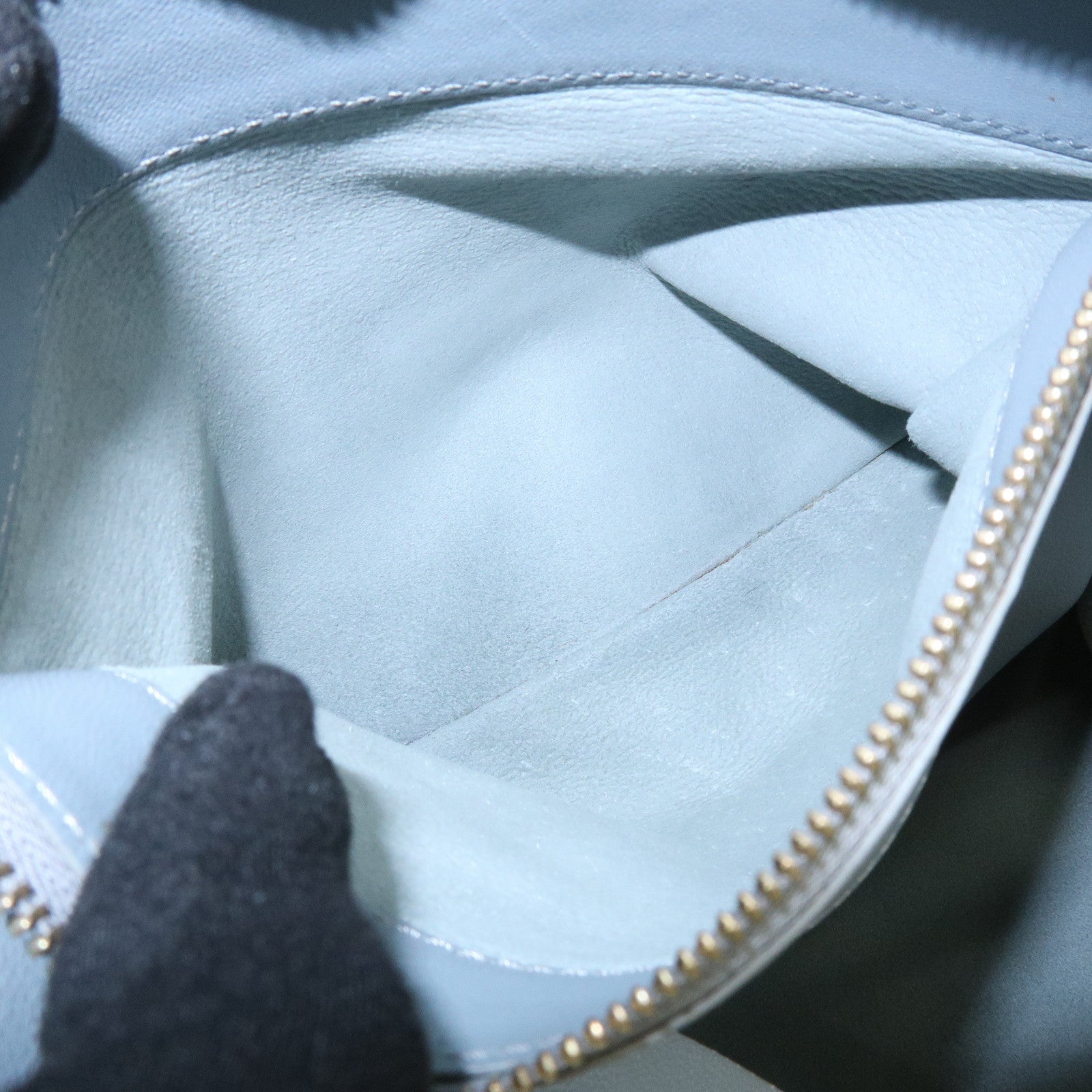 CELINE Horizontal Cabas Leather Tote Bag Shoulder Bag Light Blue