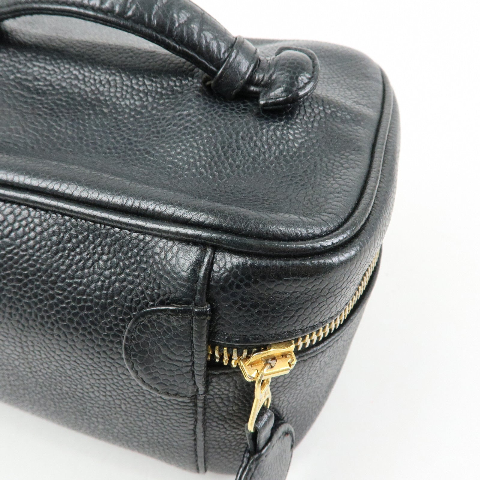 CHANEL COCO Mark Caviarskin Hand Bag Vanity Case Black A01997
