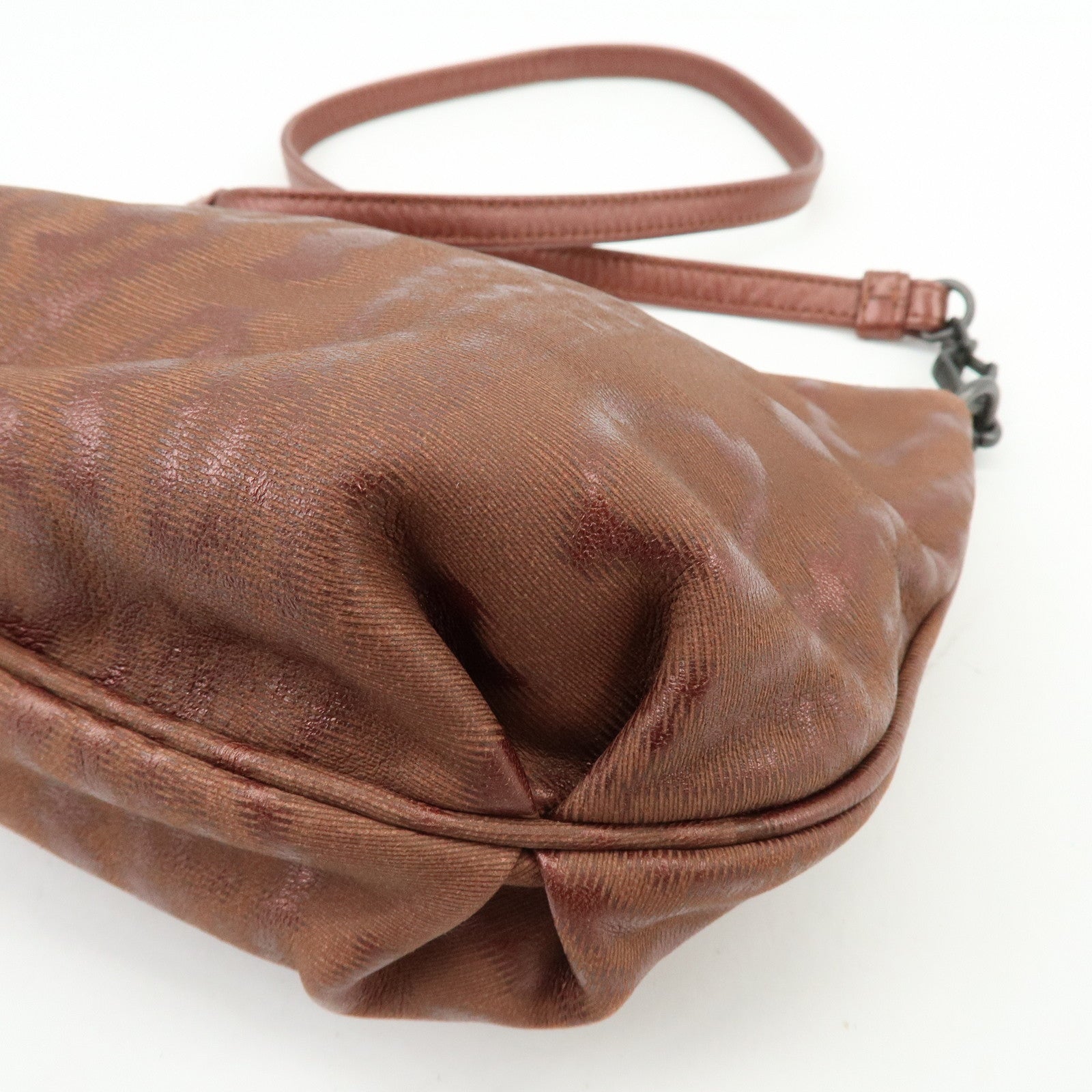BOTTEGA VENETA Leather Shoulder Bag Metallic Brown 196484
