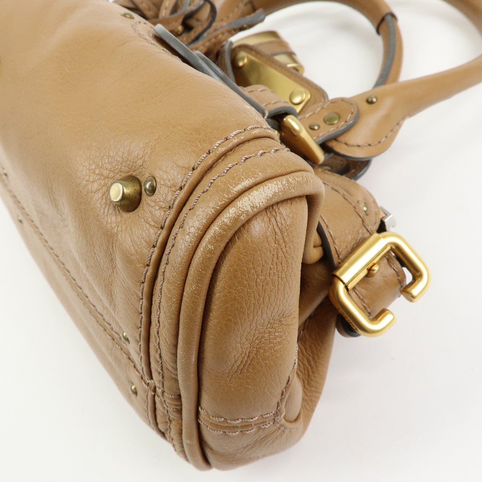 Chloe Paddington Leather Mini Hand Bag Boston Bag Brown