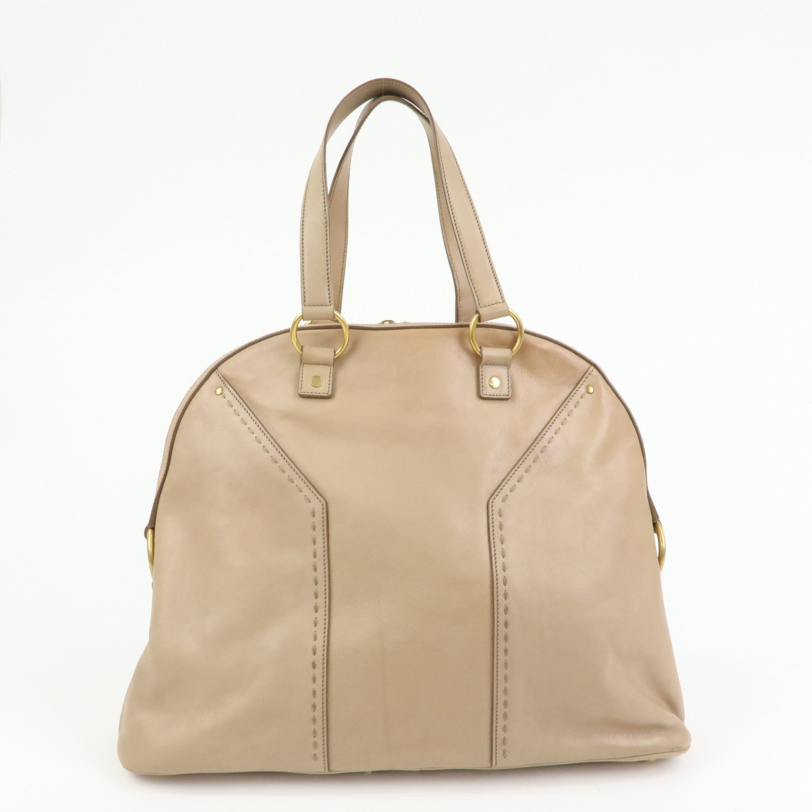 SAINT LAURENT PARIS Muse Leather Hand Bag Tote Bag Beige