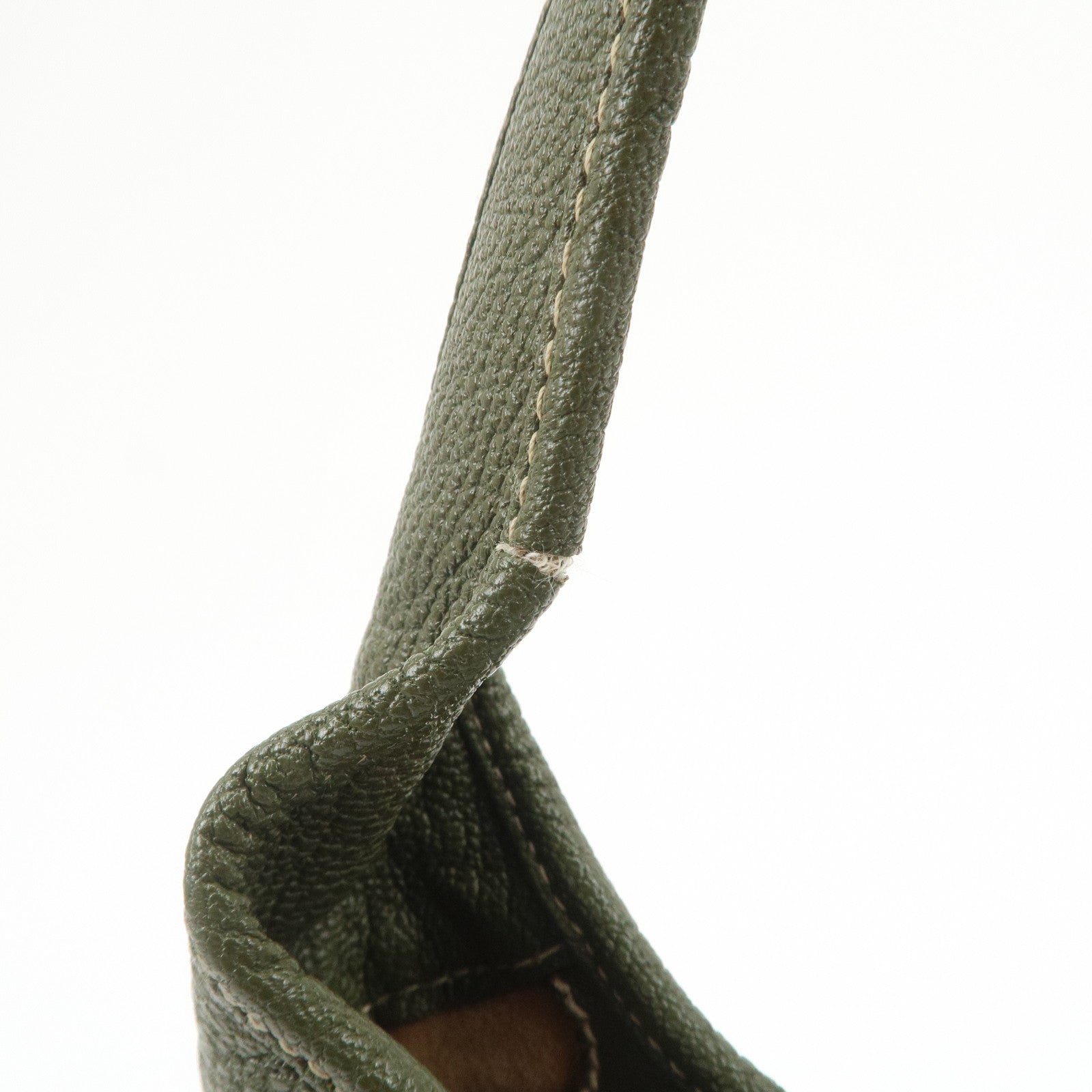 Ferragamo Logo Leather Shoulder Bag Hand Bag Khaki