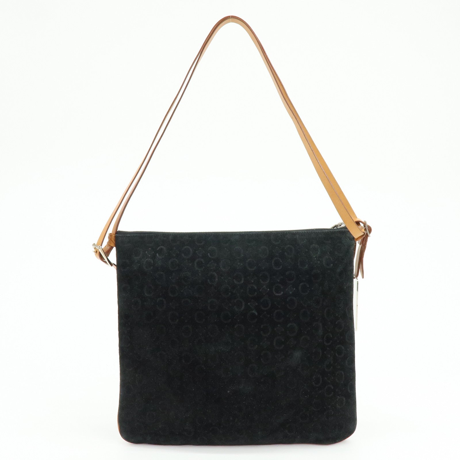 CELINE C Macadam Suede Leather Shoulder Bag Hand Bag Black