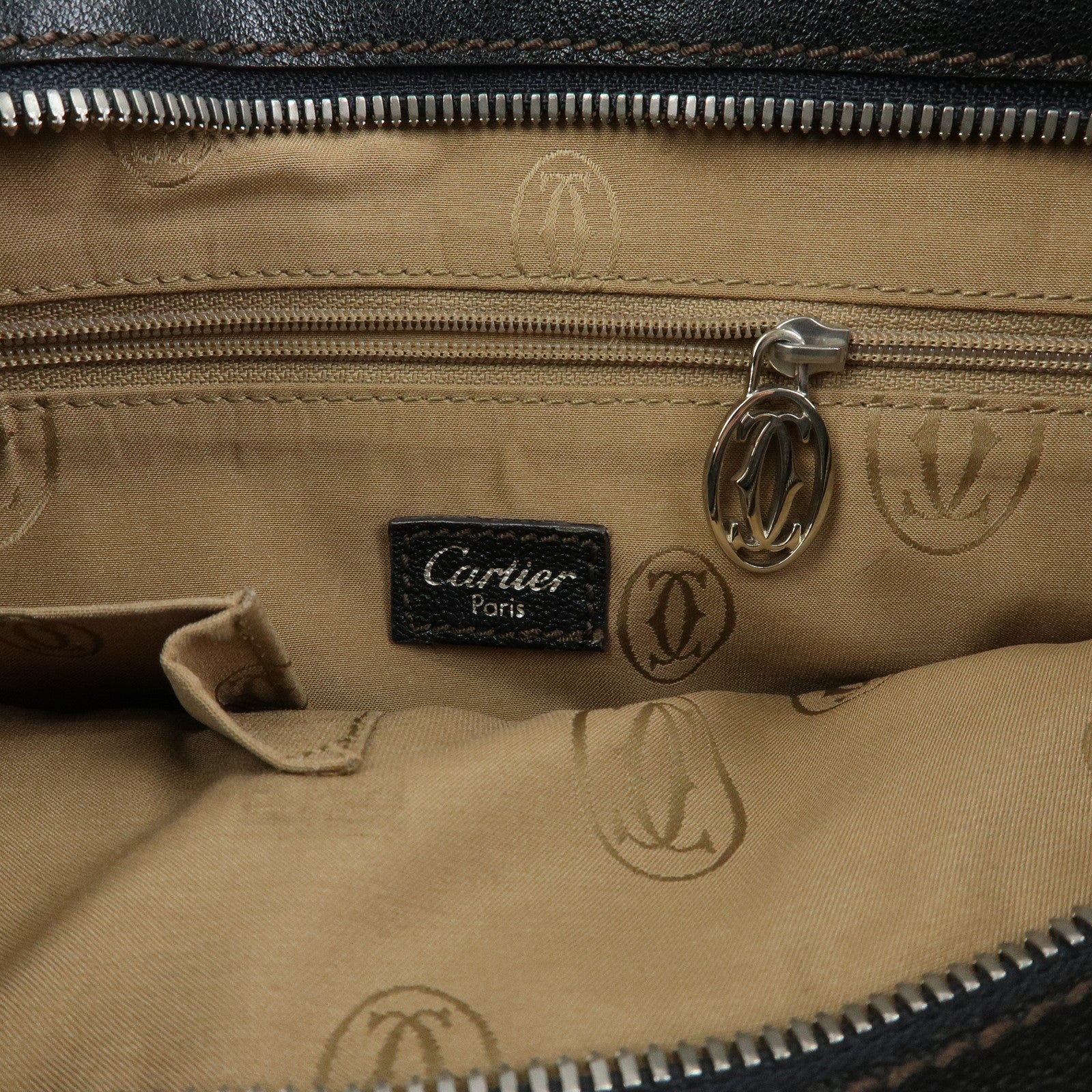 Cartier Marcello de Cartier Leather Hand Bag Tote Bag Black
