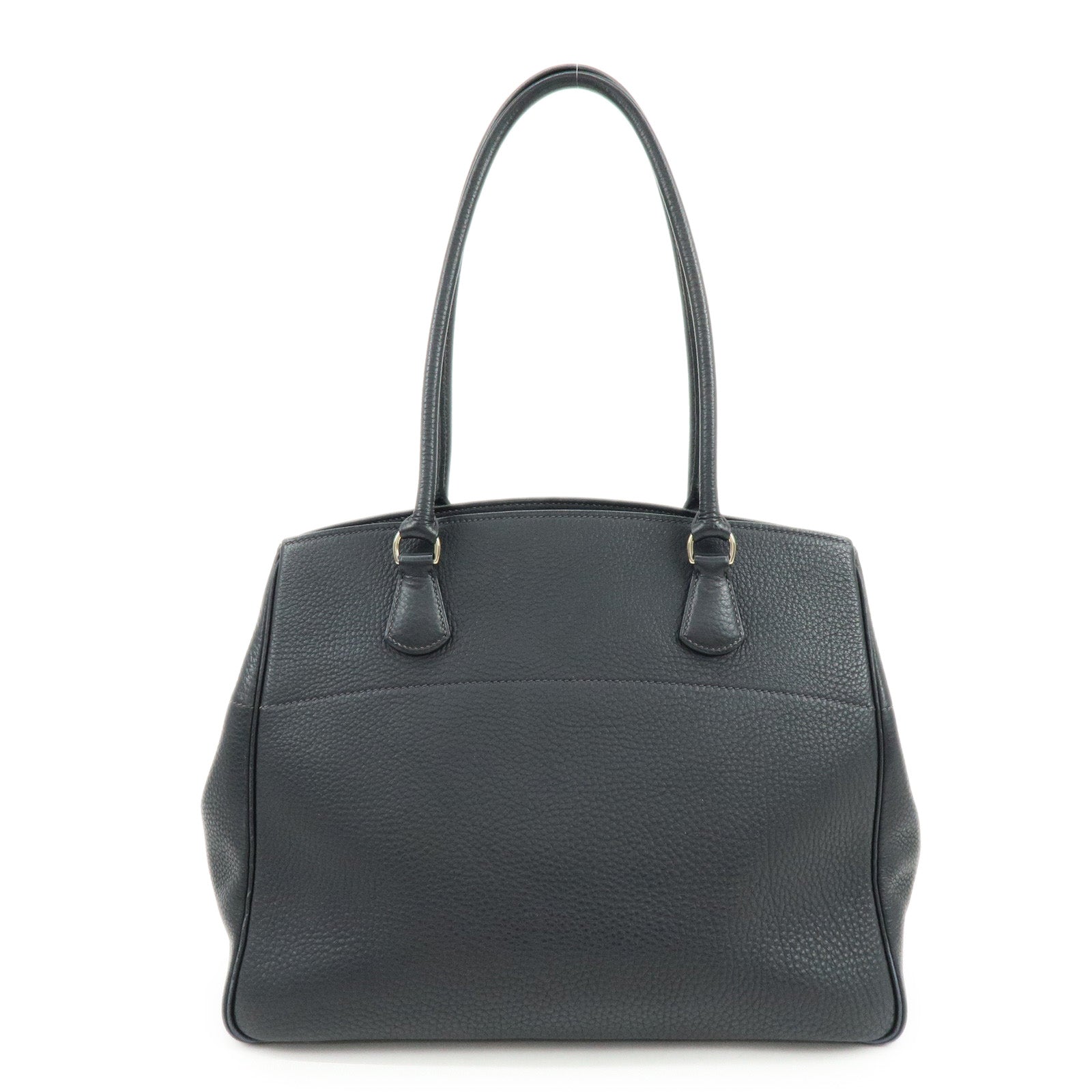 HERMES La Togo Leather Tote Bag Shoulder Bag Hand Bag Black