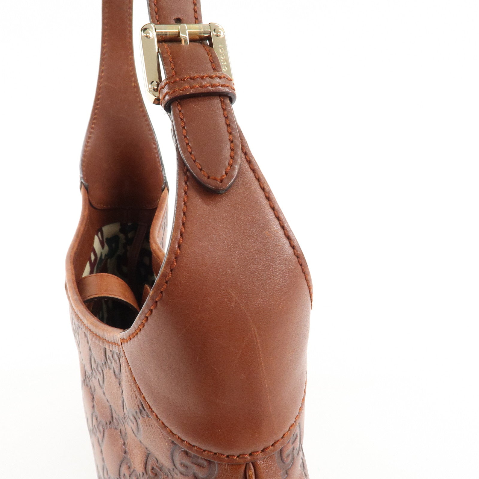 GUCCI Guccissima Leather Shoulder Bag Hand Bag Brown 145778 Used