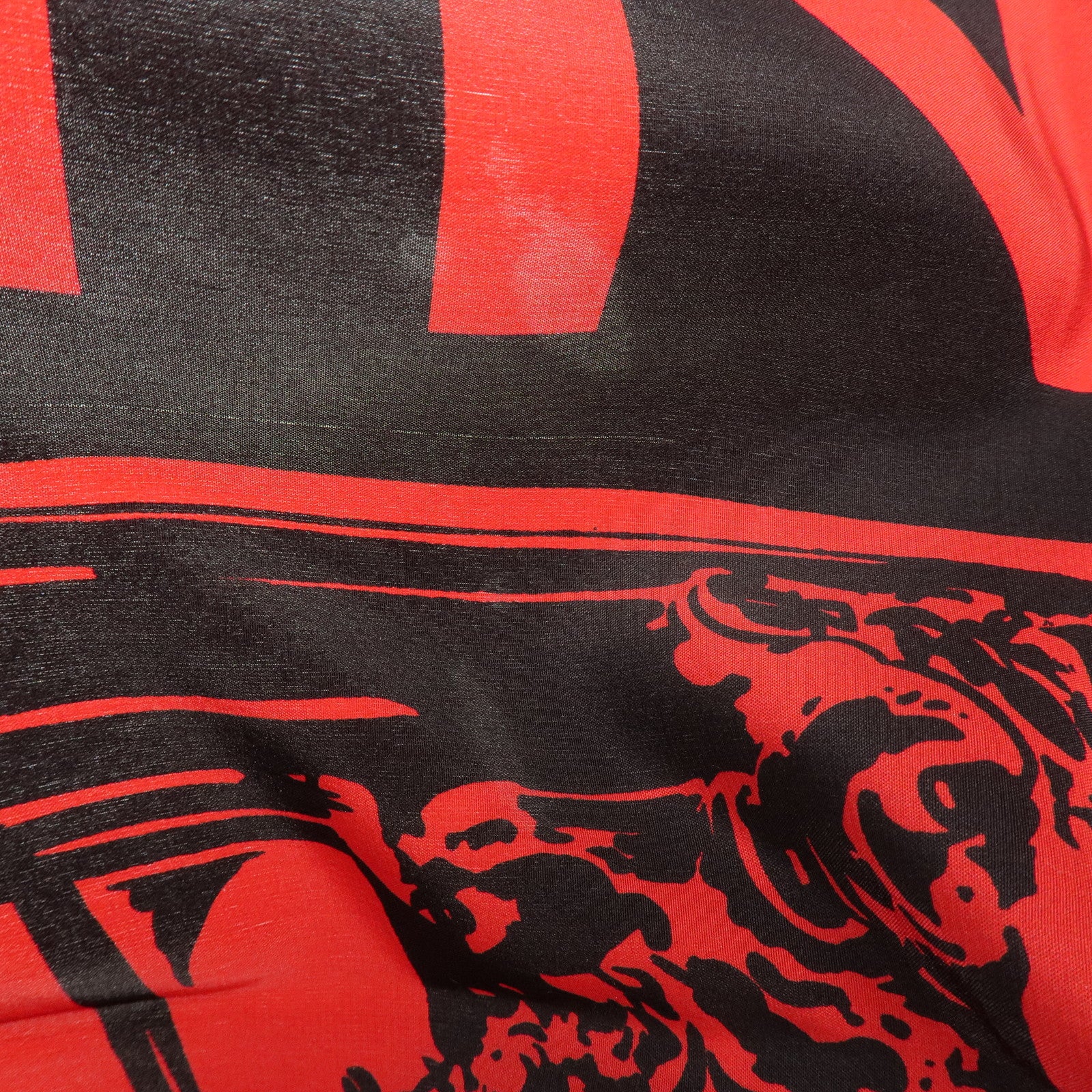 CHANEL Cambon Line Logo Silk 100% Scarf Red Black