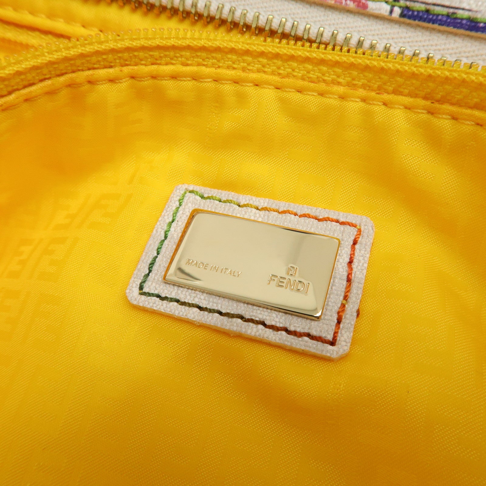 FENDI Zucca Logo Print PVC Tote Bag Multicolor White 8BH185 Used