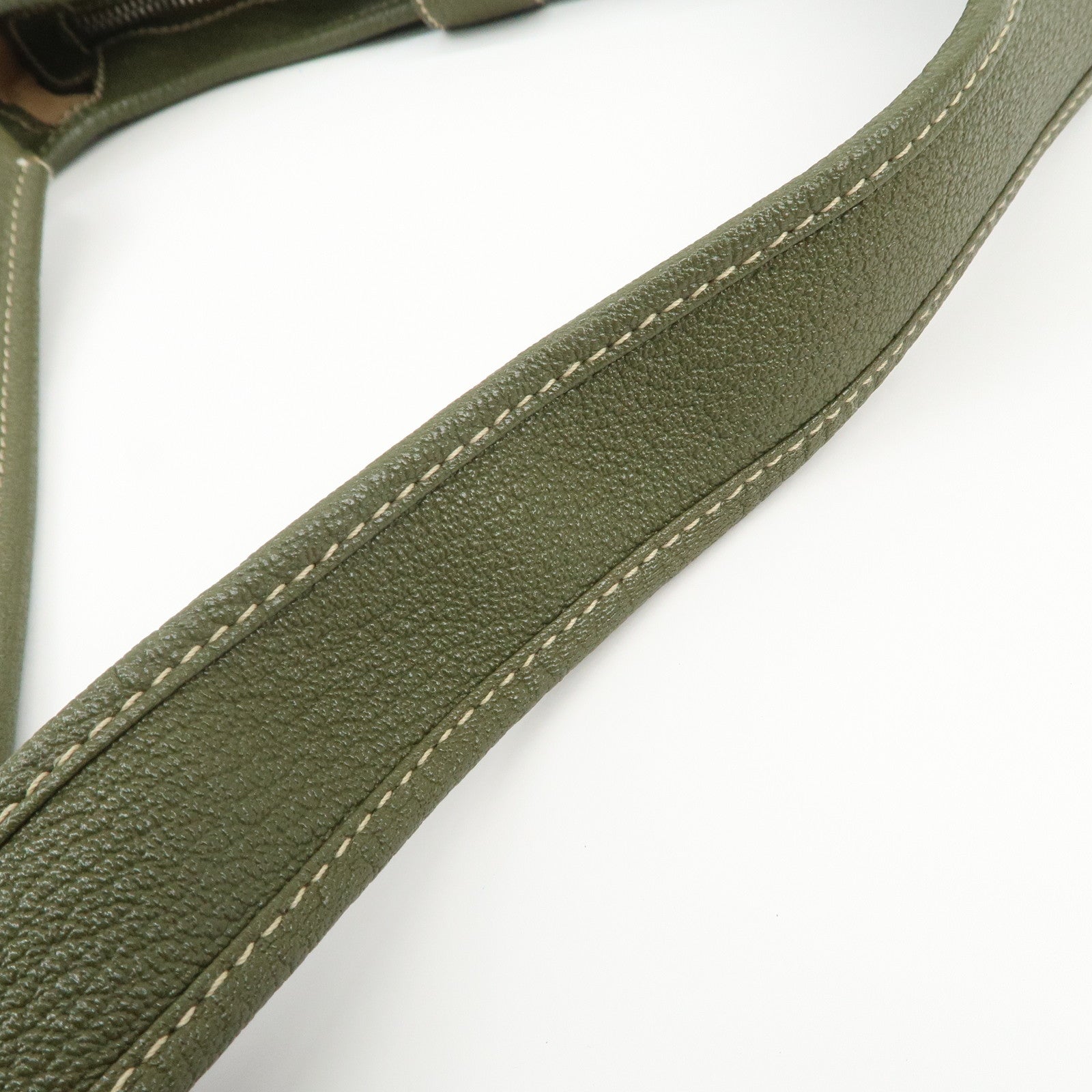 Ferragamo Logo Leather Shoulder Bag Hand Bag Khaki