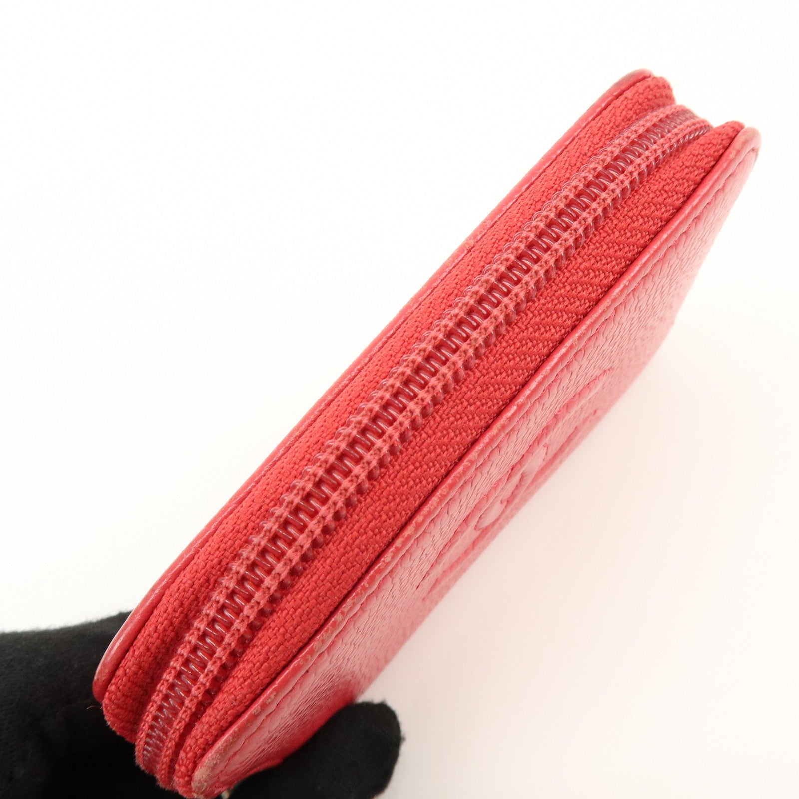 CHANEL COCO Mark Caviarskin Card Case Coin Case Red A68890