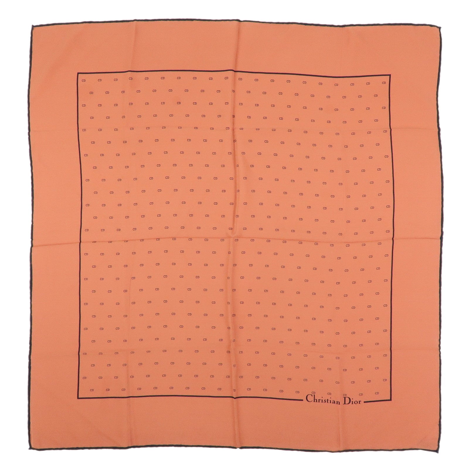 Christian Dior CD Logo Silk 100% Scarf Brown Black