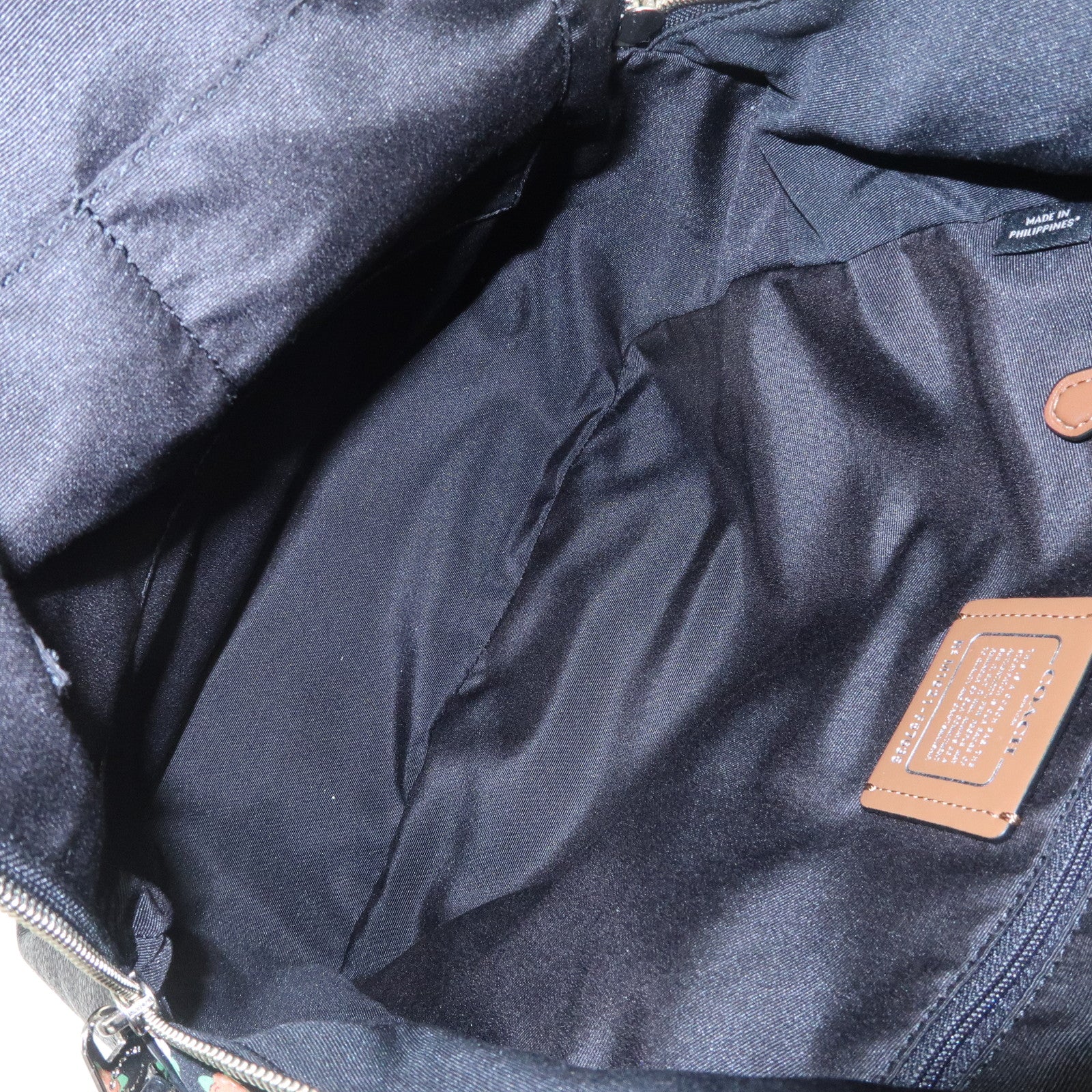 COACH Charlie Nylon Leather Floral Backpack Rucksack Black