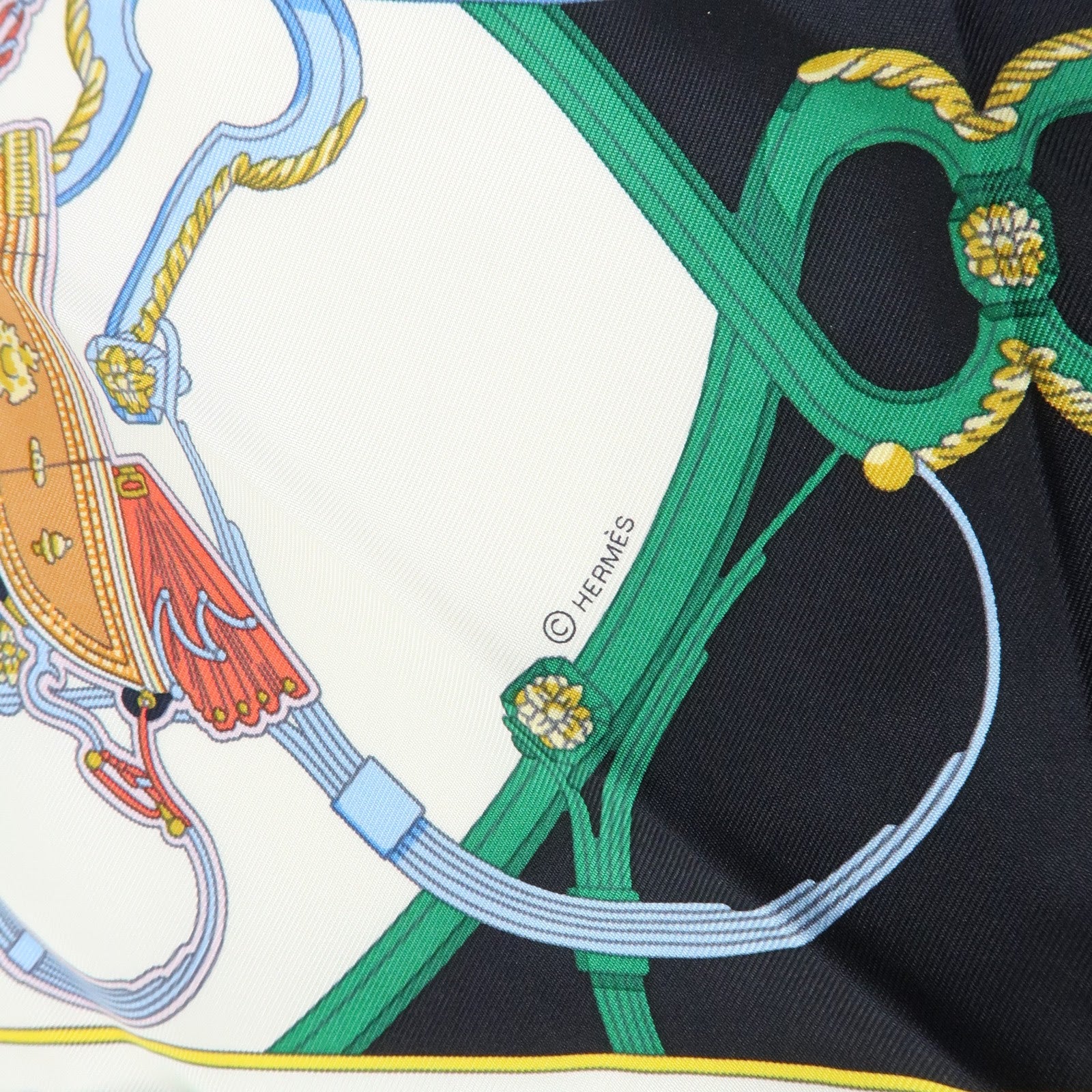 HERMES Petit Carre 42 Set of 2 Silk 100% Scarf Light Blue Black