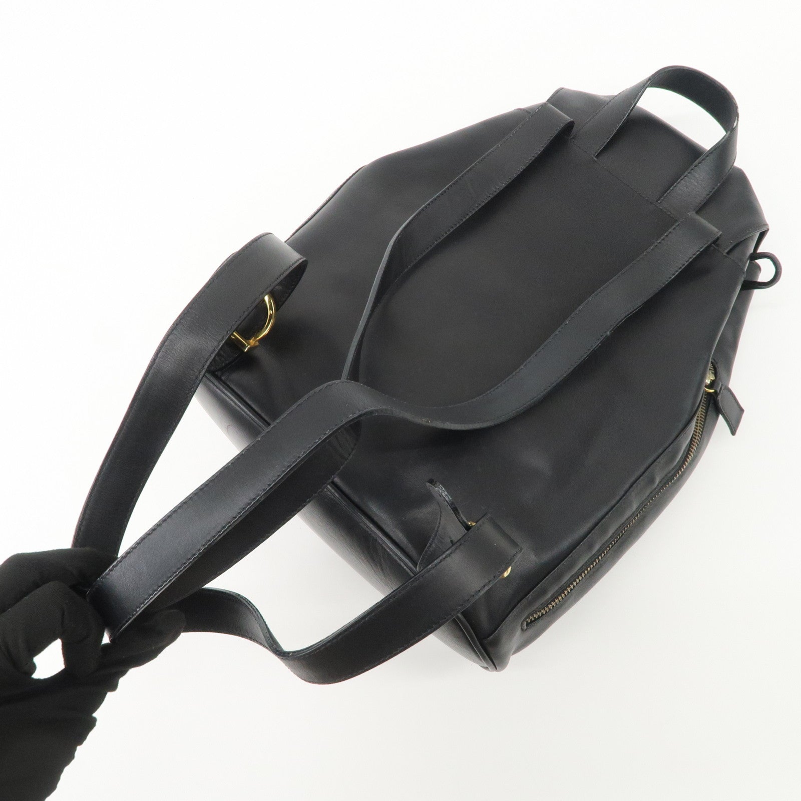 Ferragamo Gancini Leather Backpack Rucksack Black BV216148