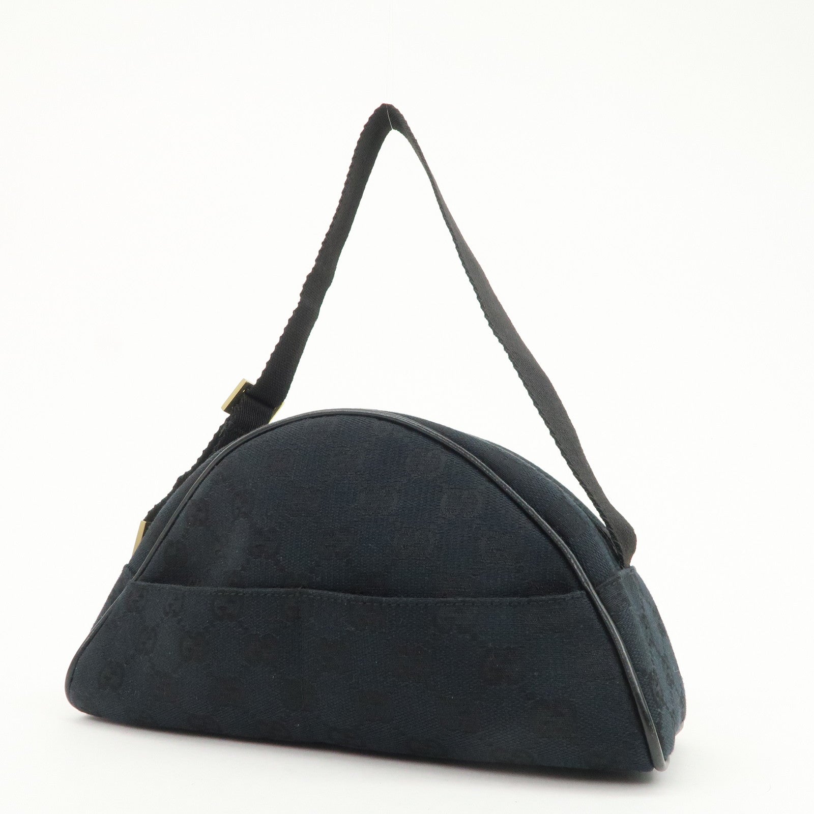 GUCCI GG Monogram Half Moon Shoulder Bag Hand Bag Black 90781