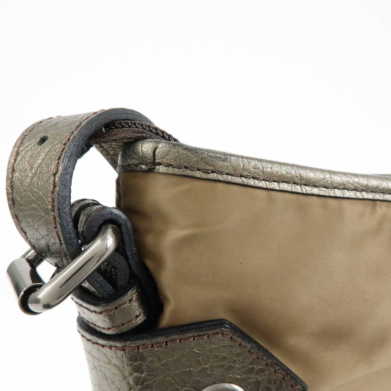 BURBERRY Nylon Leather Shoulder Bag Crossbody Bag Khaki